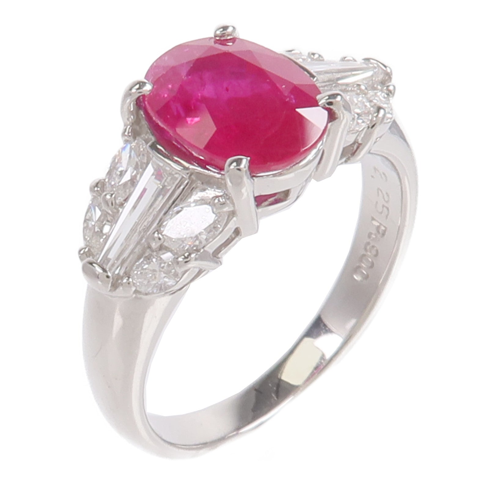 JEWELRY PT900鉑金Ruby Diamond Ring紅寶石/鑽石戒指