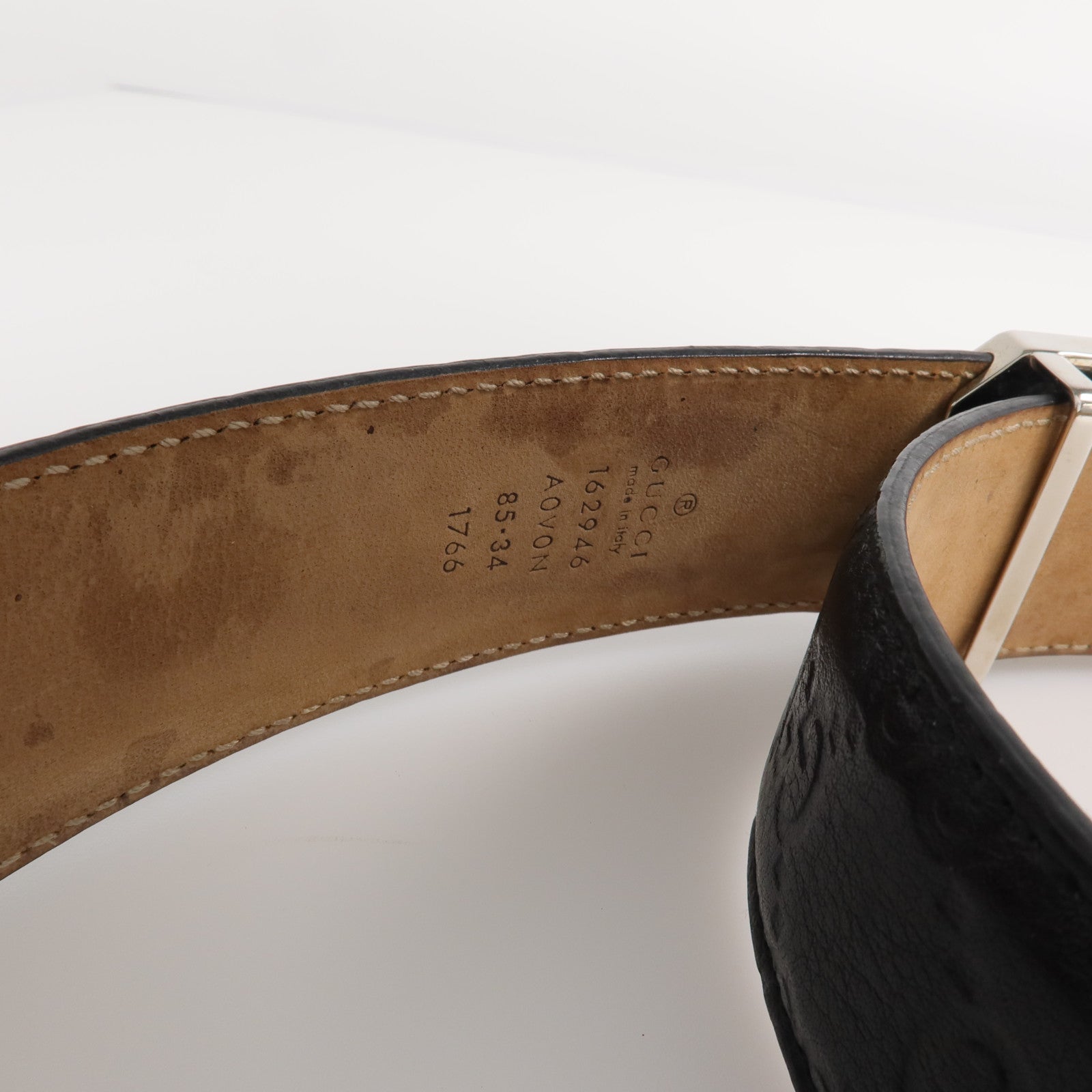 GUCCI 牛皮皮革Belt銀扣皮帶