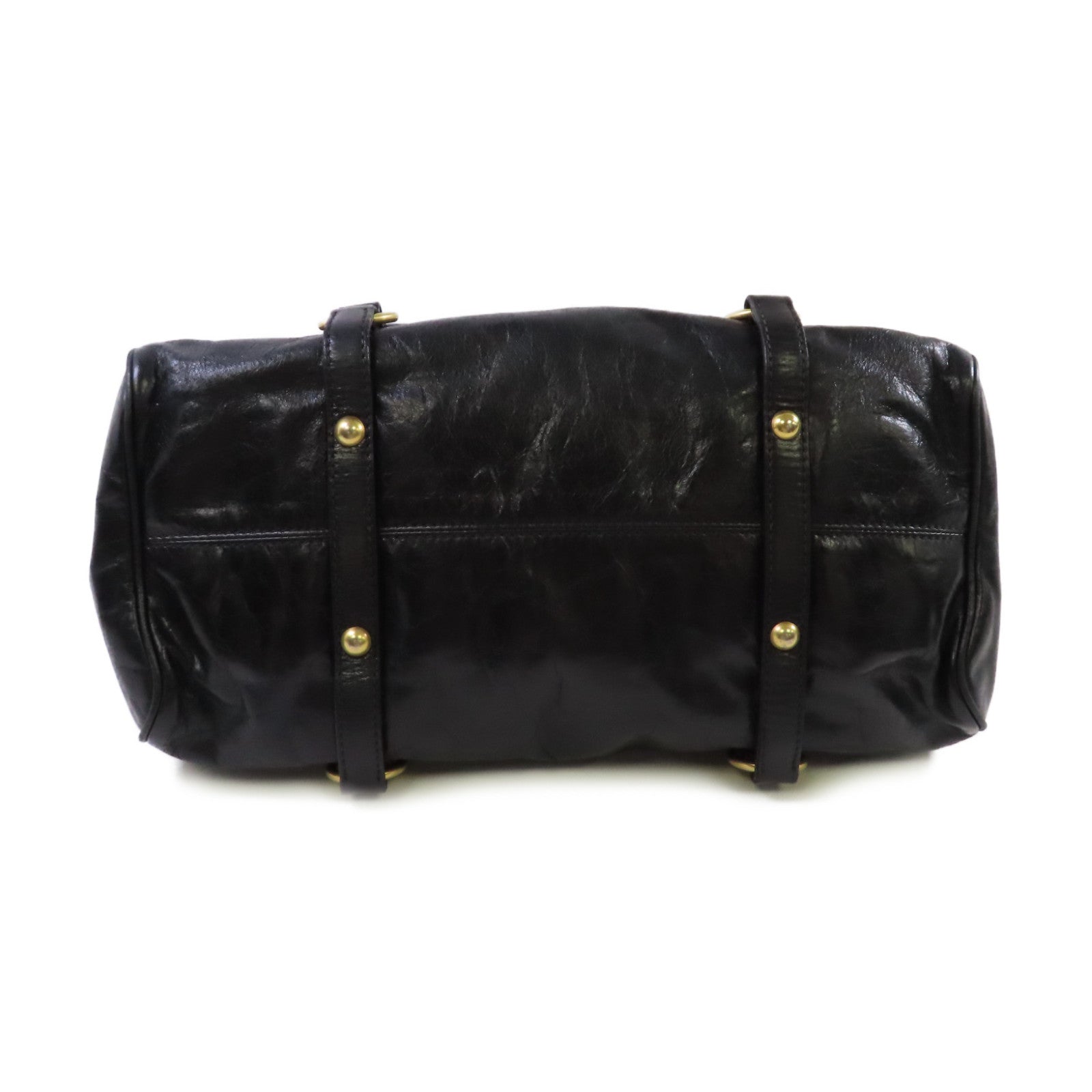 Miu Miu 牛皮皮革2Way Shoulder Bag金扣手挽肩背兩用袋黑色