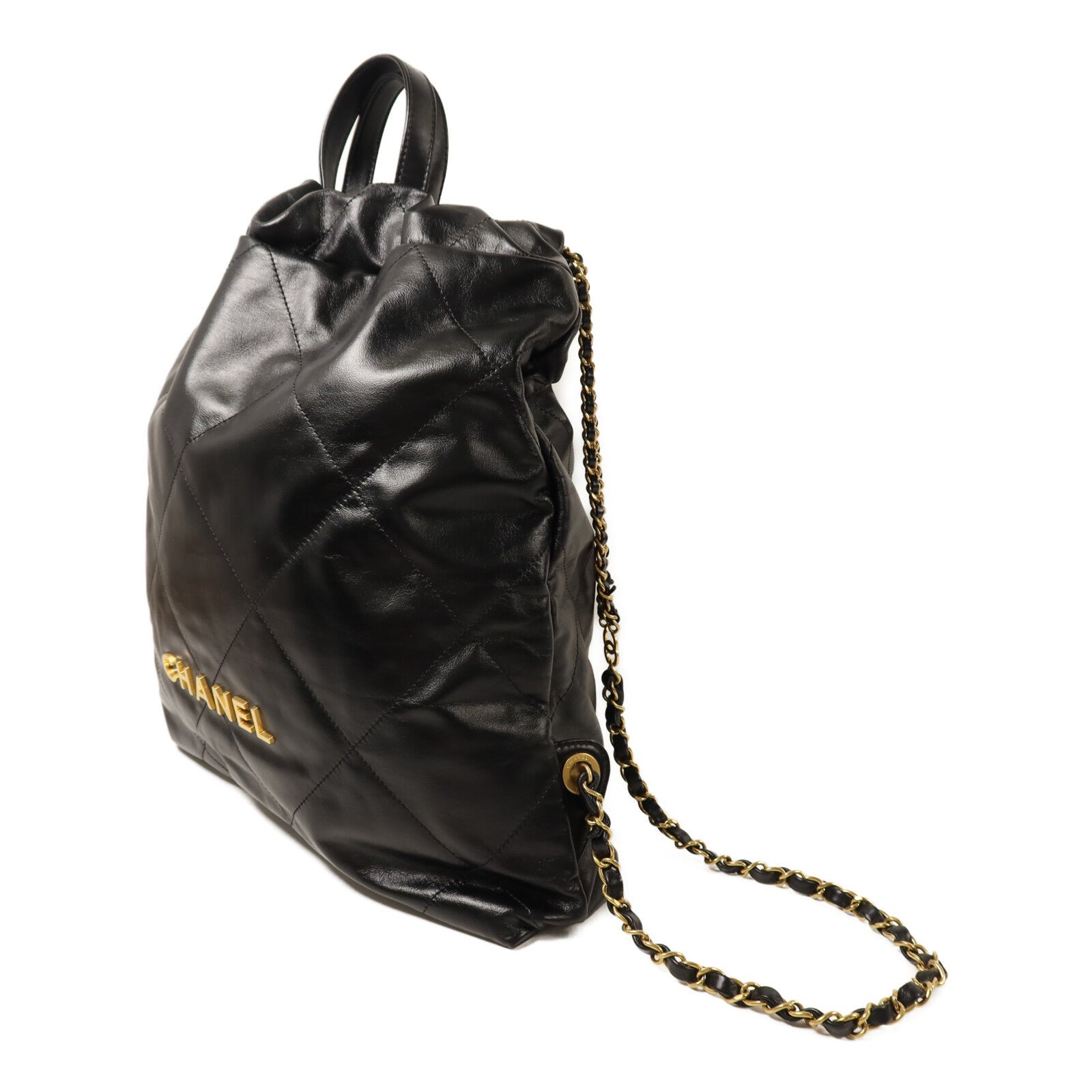 CHANEL 【激減優惠】牛皮皮革22 Backpack金扣鏈帶背包