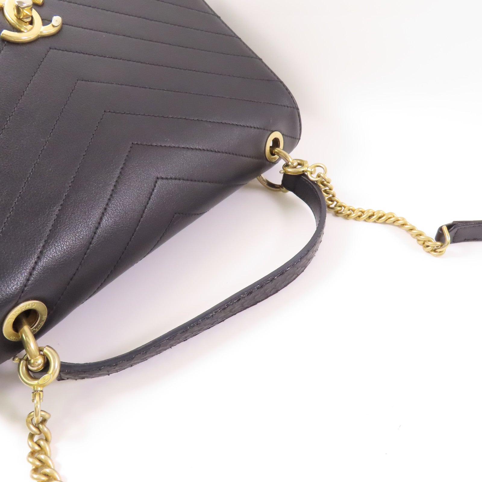 CHANEL 【激減優惠】蛇皮/牛皮皮革金扣2 Way Bag手挽肩背兩用袋