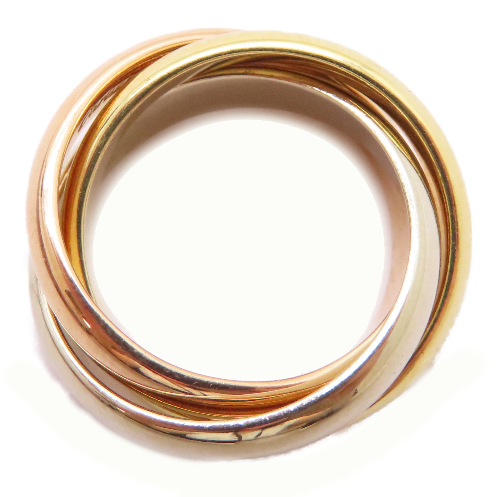 CARTIER 18K黃金/白金/玫瑰金Trinity Ring戒指US#5.25/Cartier#50