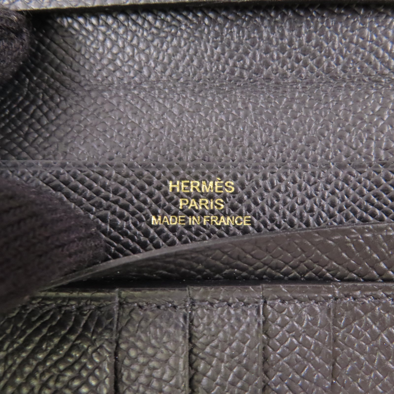 HERMES Epsom皮革Bearn Compact Wallet金扣錢包Noir