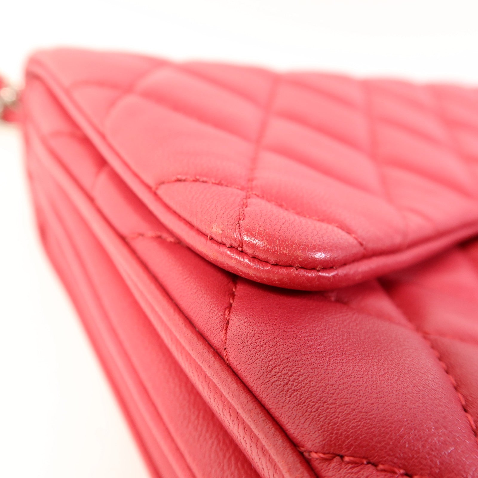 CHANEL 羊皮皮革Chain Shoulder Bag銀扣鏈帶肩背袋