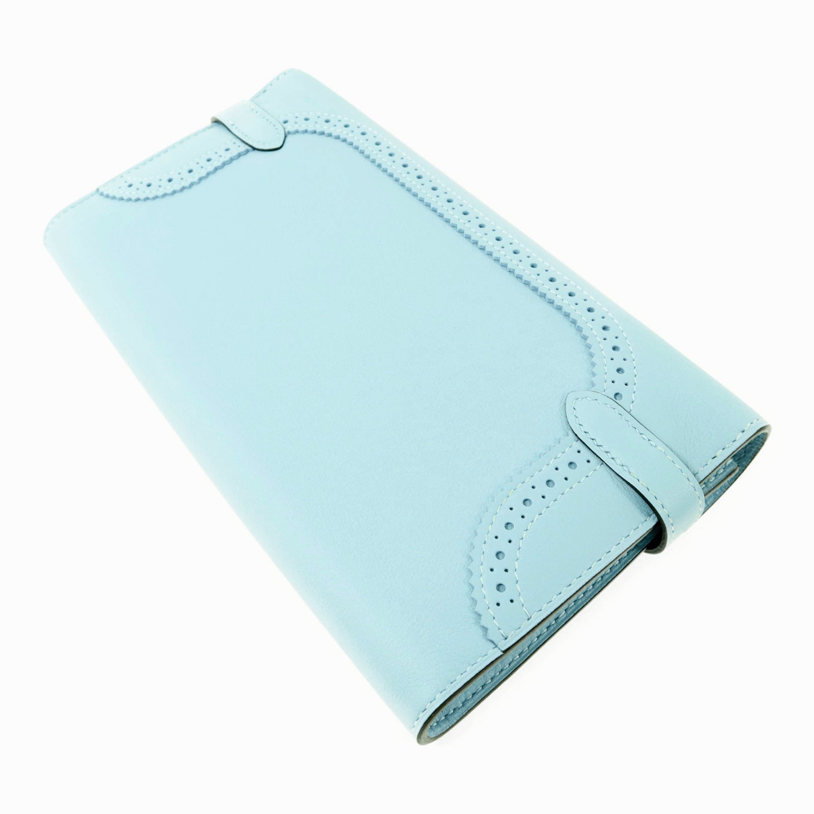 HERMES Swift皮革Kelly Wallet Ghillies銀扣長錢包Bleu Atoll