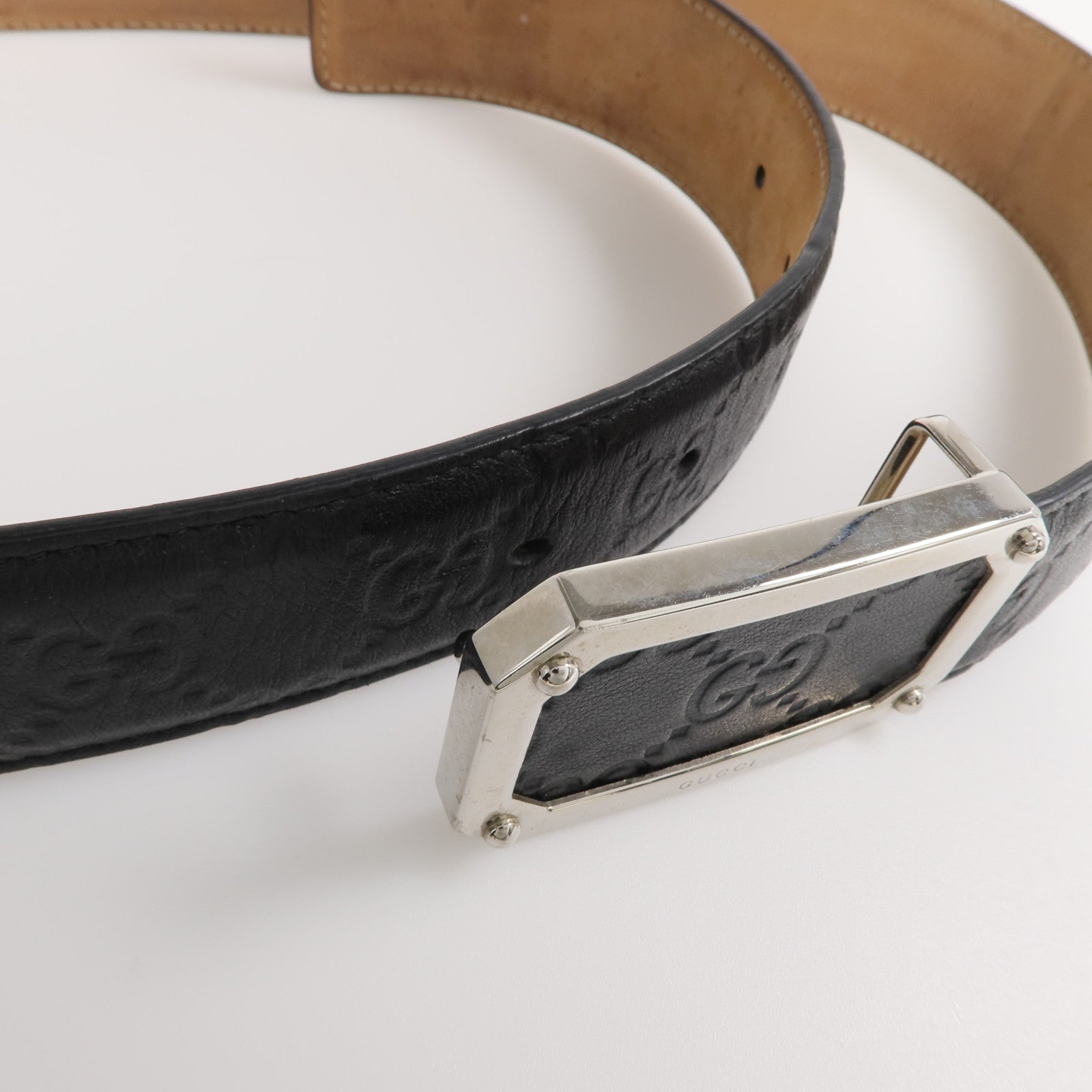 GUCCI 牛皮皮革Belt銀扣皮帶