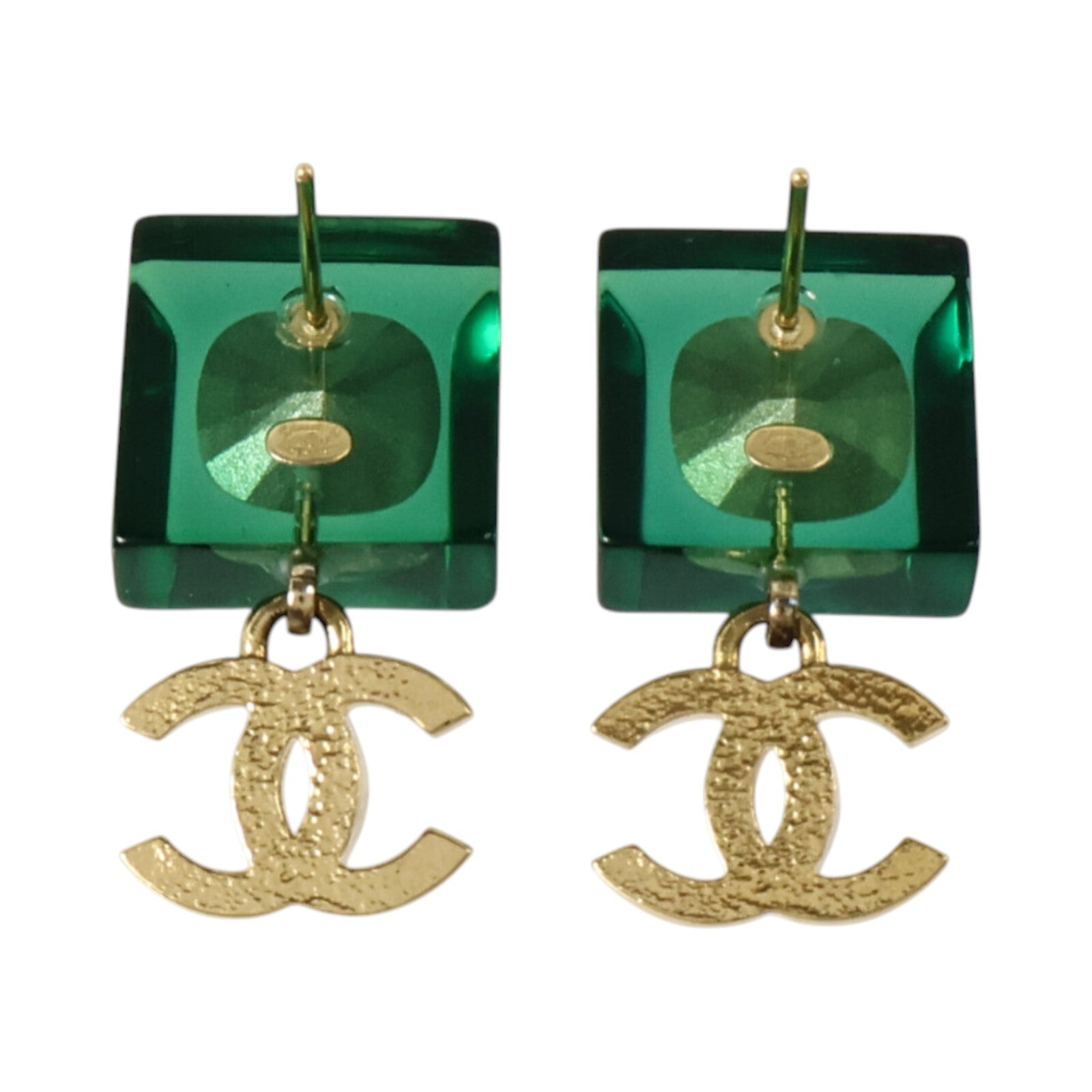 CHANEL PVC/金屬Cube CC Dangle Earrings耳環
