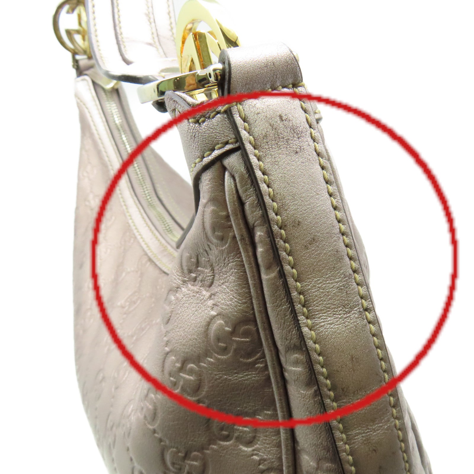 GUCCI 【清倉大減價】牛皮皮革Shoulder Bag肩背袋銀淺紫紅色