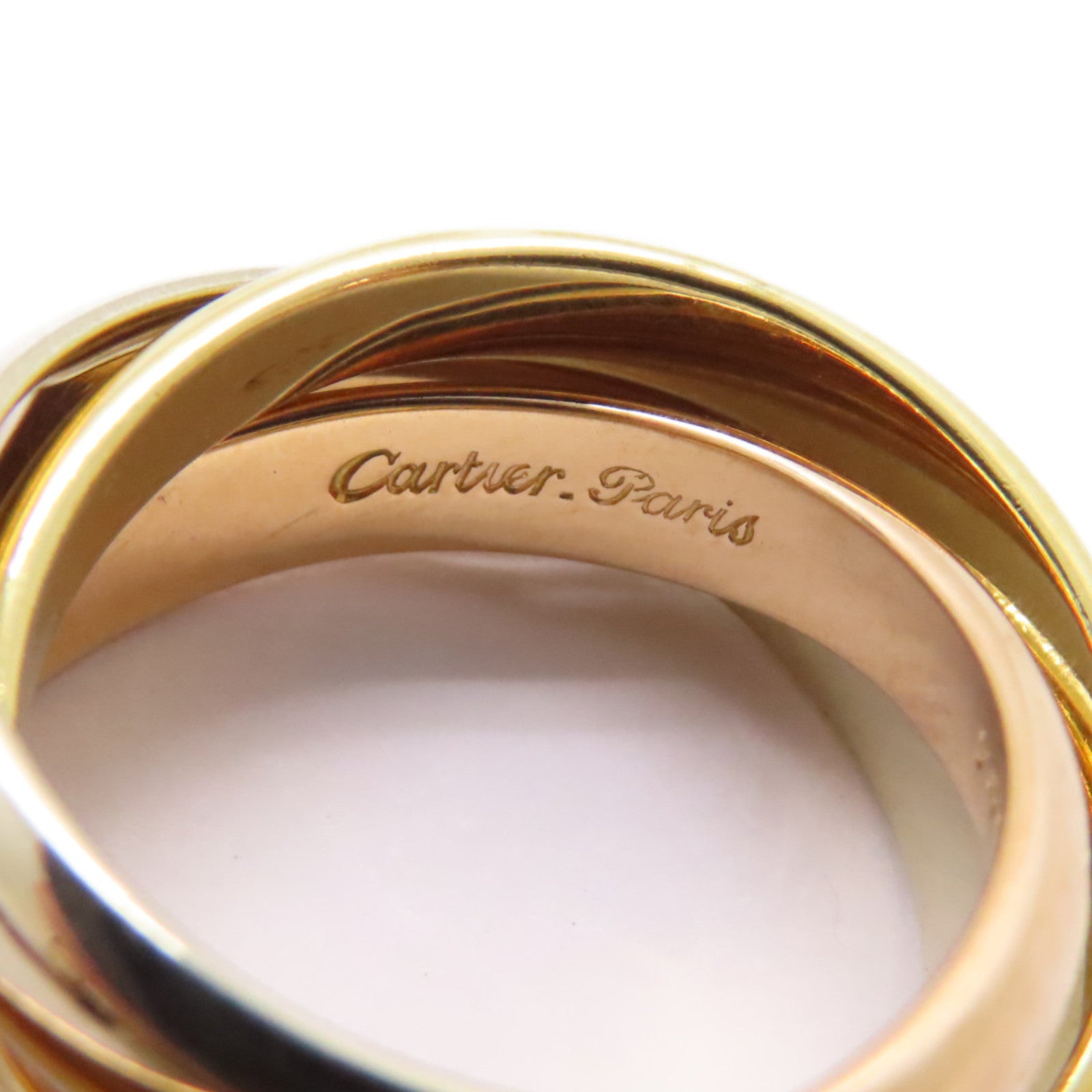 CARTIER 18K黃金/白金/玫瑰金Trinity Ring戒指US#5.25/Cartier#50