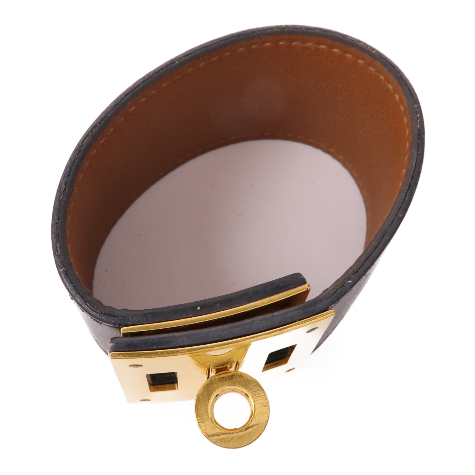 HERMES Swift皮革Kelly Dog Bracelet金扣手帶Noir