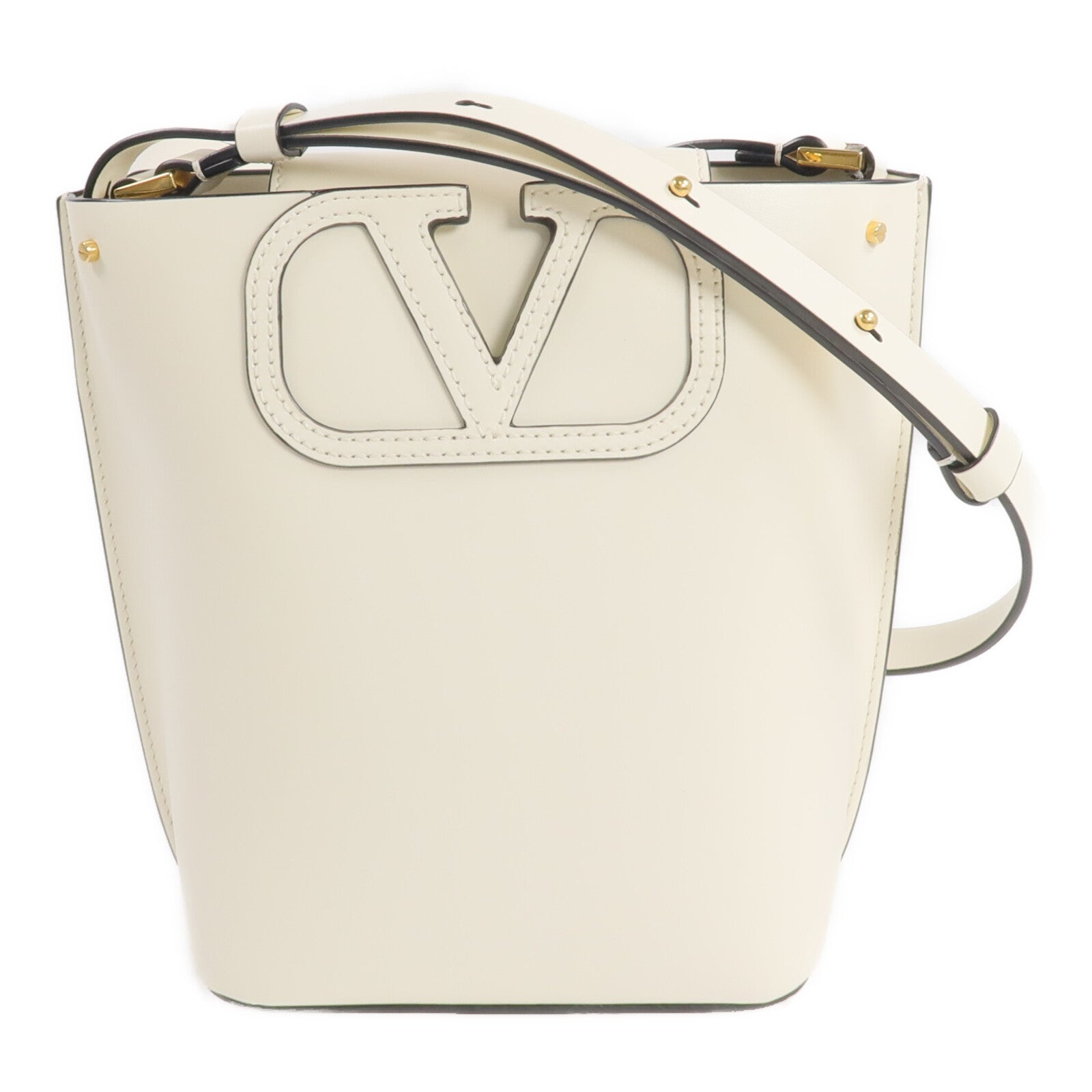 Valentino 牛皮皮革Vlogo Bucket Bag金扣肩背袋