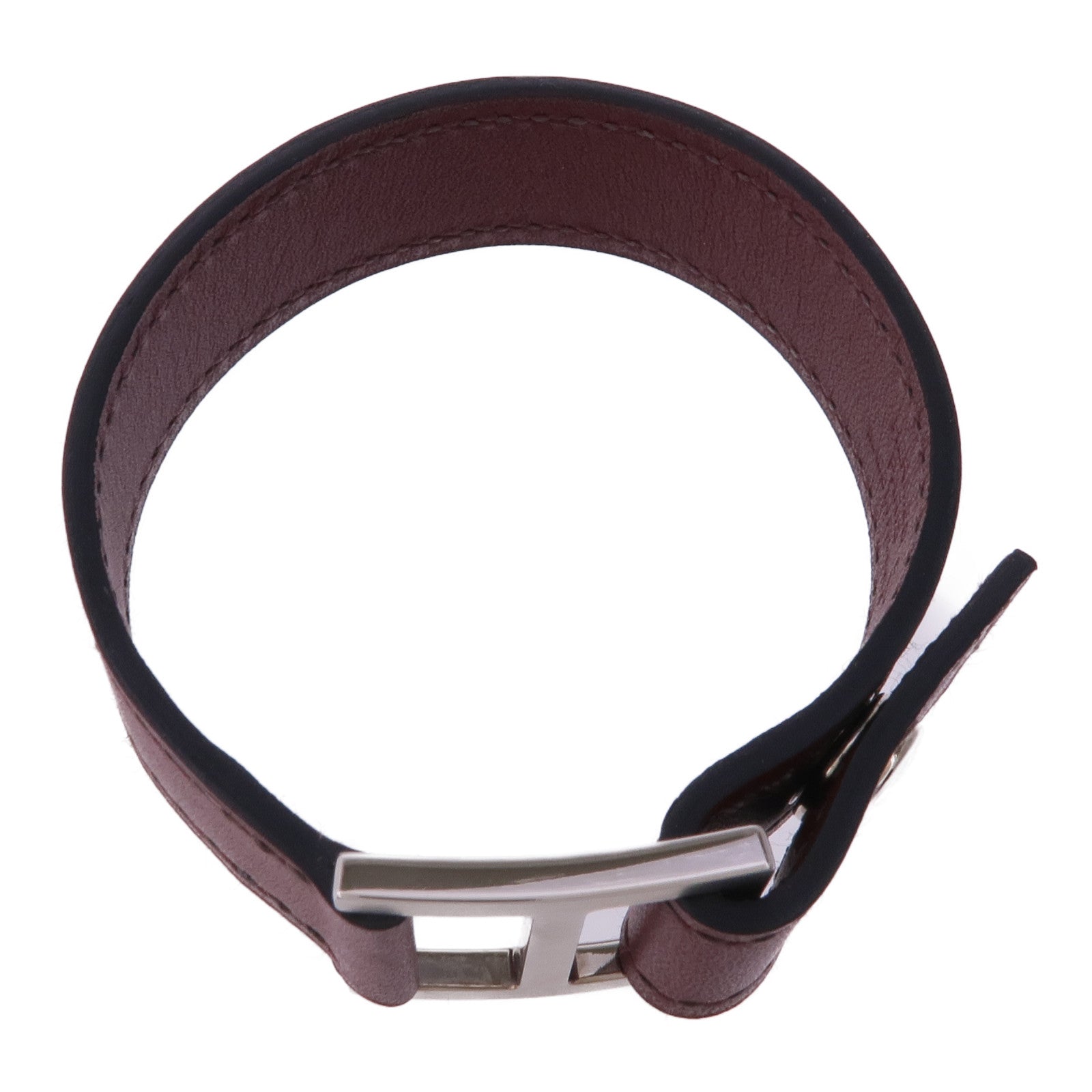 HERMES Swift皮革Bracelet銀扣手帶