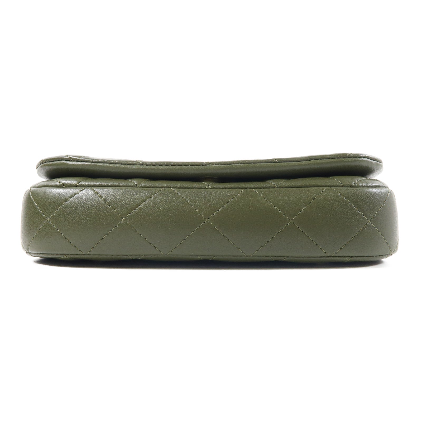 CHANEL 菱格羊皮皮革Shoulder Bag金扣鏈帶肩背袋綠色