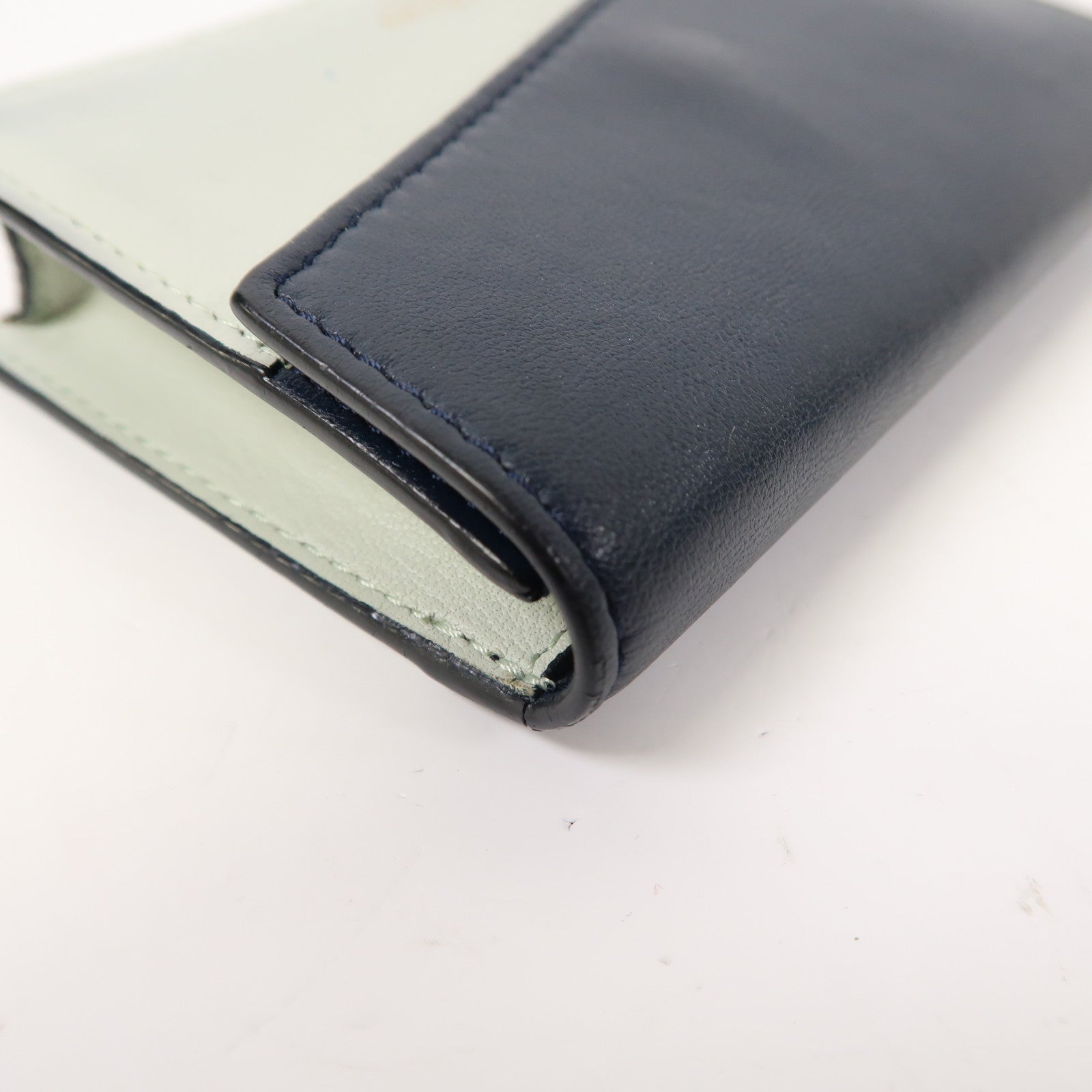 CELINE 牛皮皮革Card Case金扣卡片套藍色