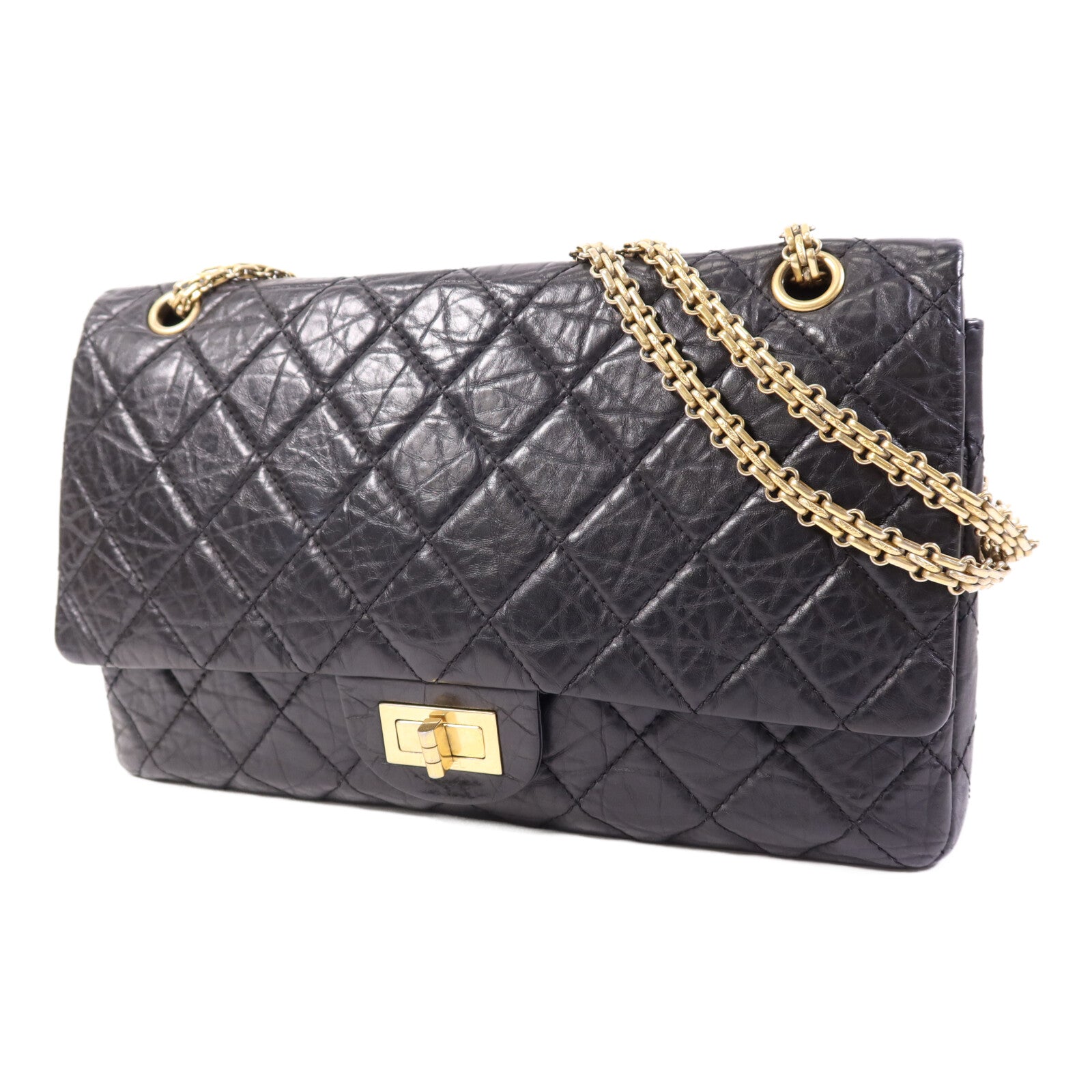 CHANEL 【激減優惠】牛皮皮革2.55 Large金扣鏈帶肩背袋
