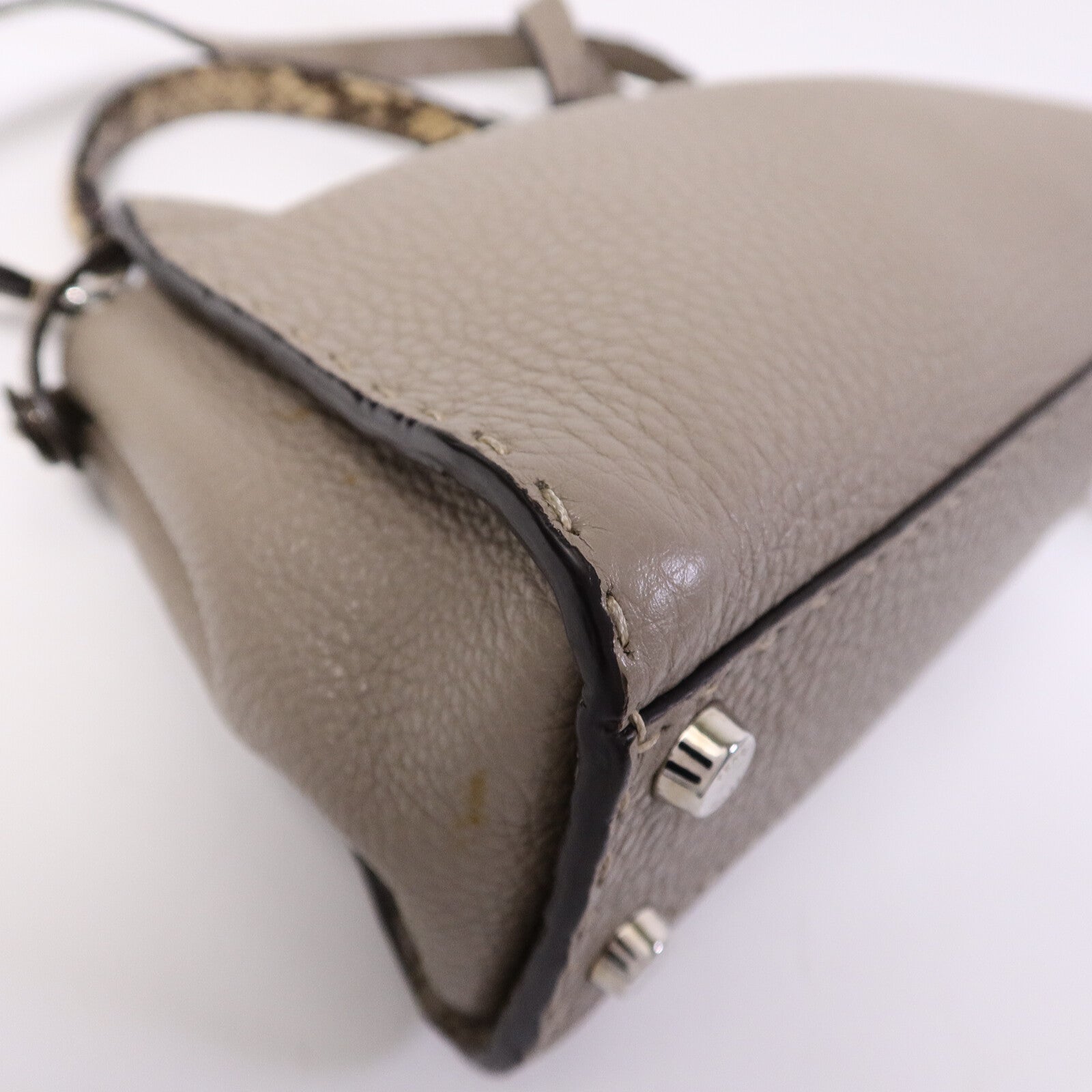 FENDI 牛皮皮革/蛇皮皮革Peekaboo Min手挽肩背兩用袋