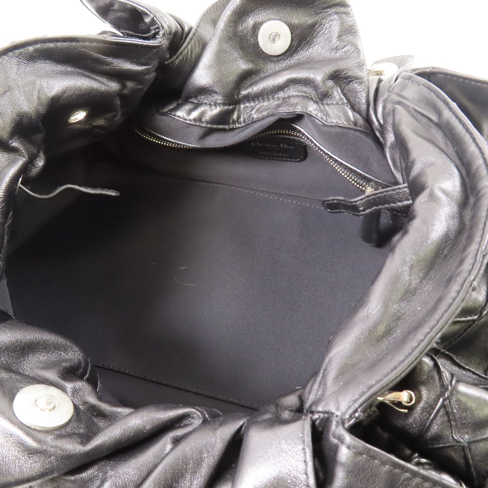 Dior 皮革Shoulder Bag銀扣鏈帶肩背袋黑色