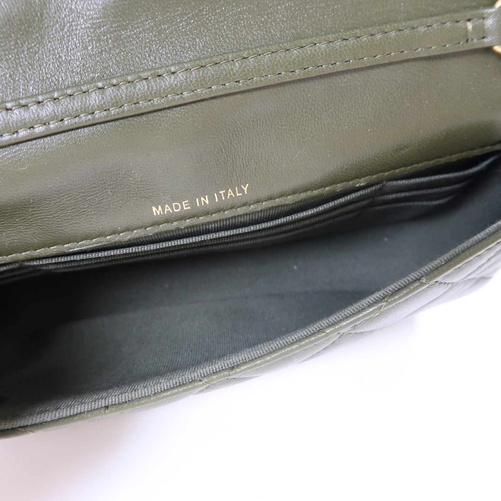 CHANEL 菱格羊皮皮革Shoulder Bag金扣鏈帶肩背袋綠色
