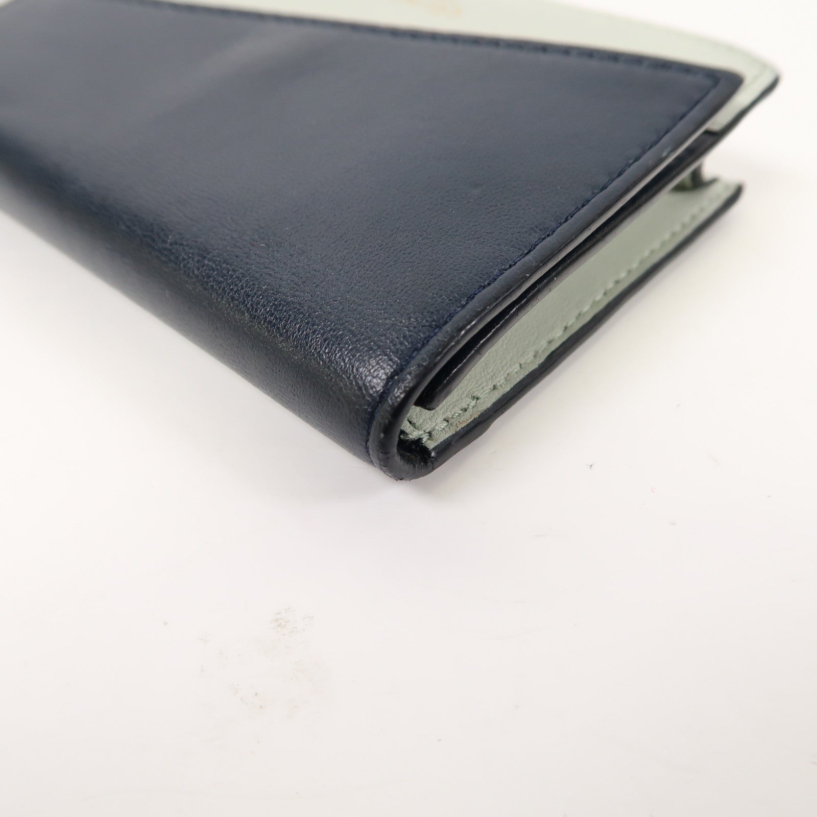 CELINE 牛皮皮革Card Case金扣卡片套藍色