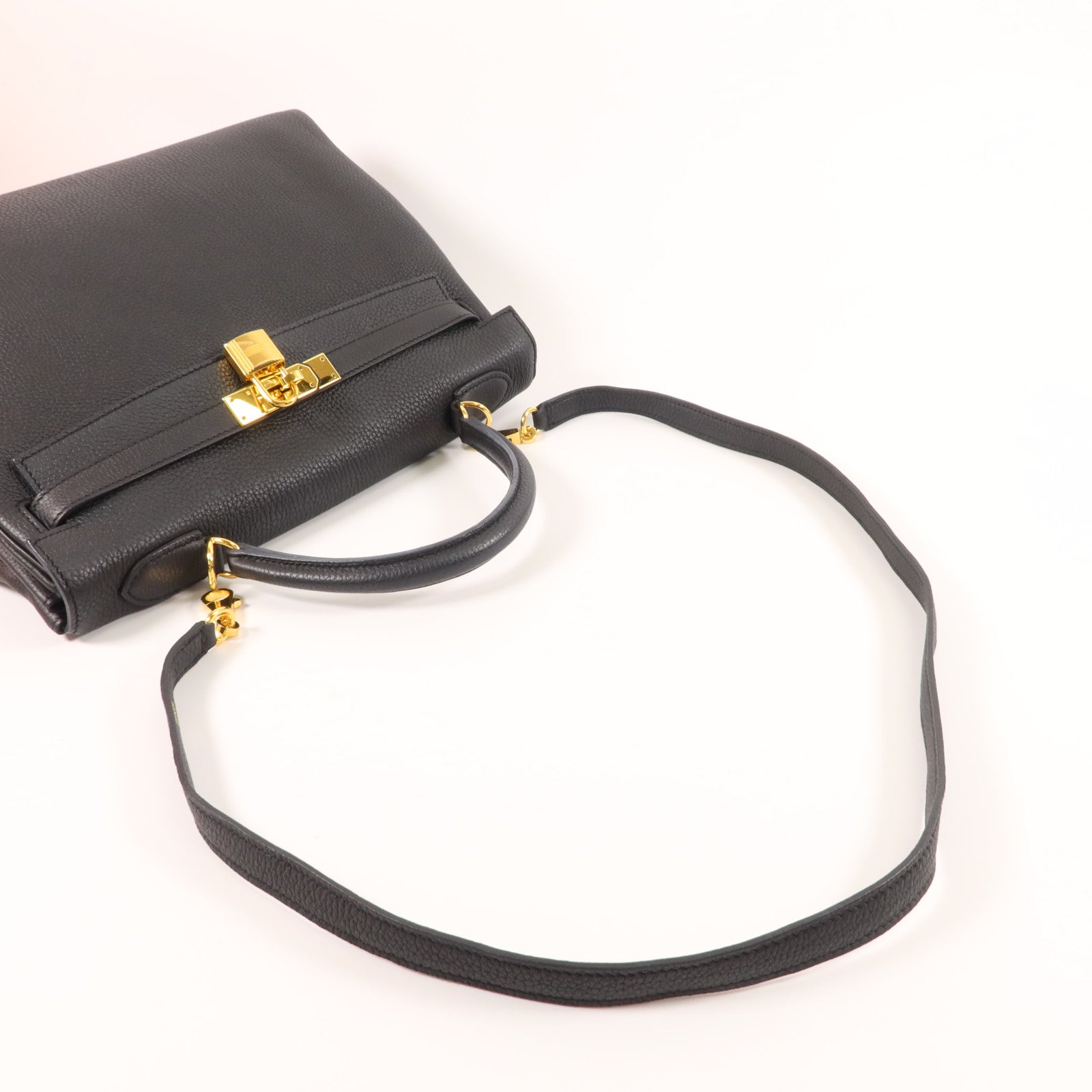 HERMES Togo皮革Kelly 32手挽肩背兩用袋Noir