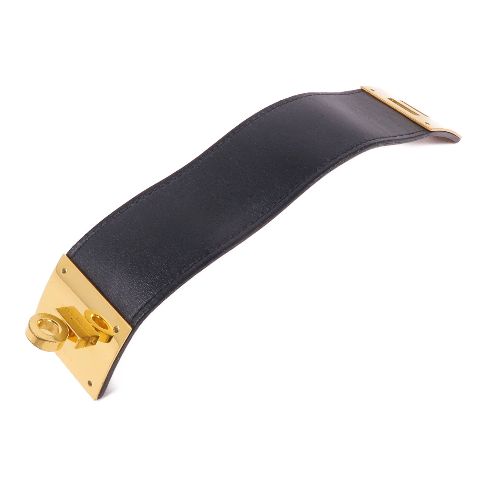 HERMES Swift皮革Kelly Dog Bracelet金扣手帶Noir