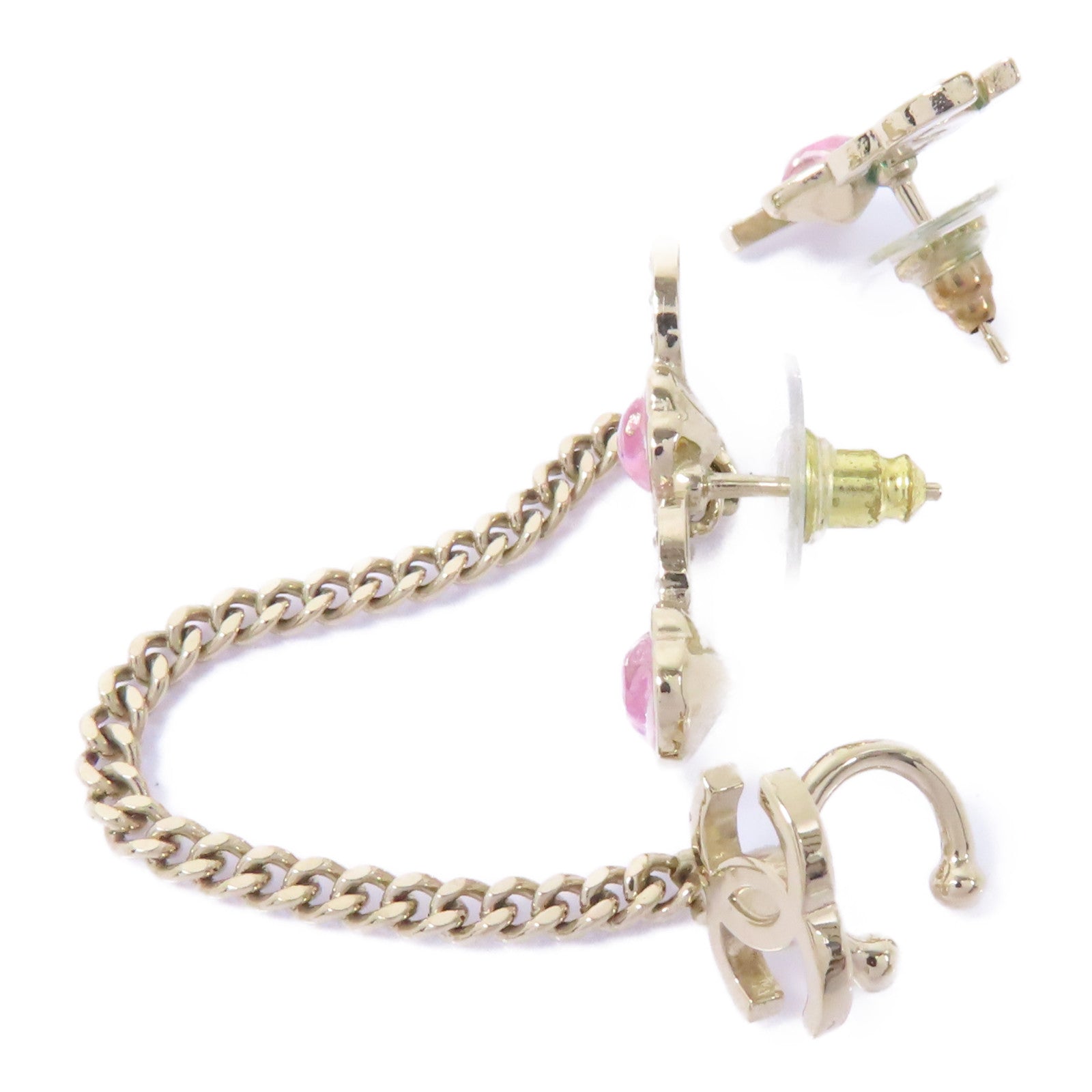 CHANEL 金屬Earrings耳環金色/粉色
