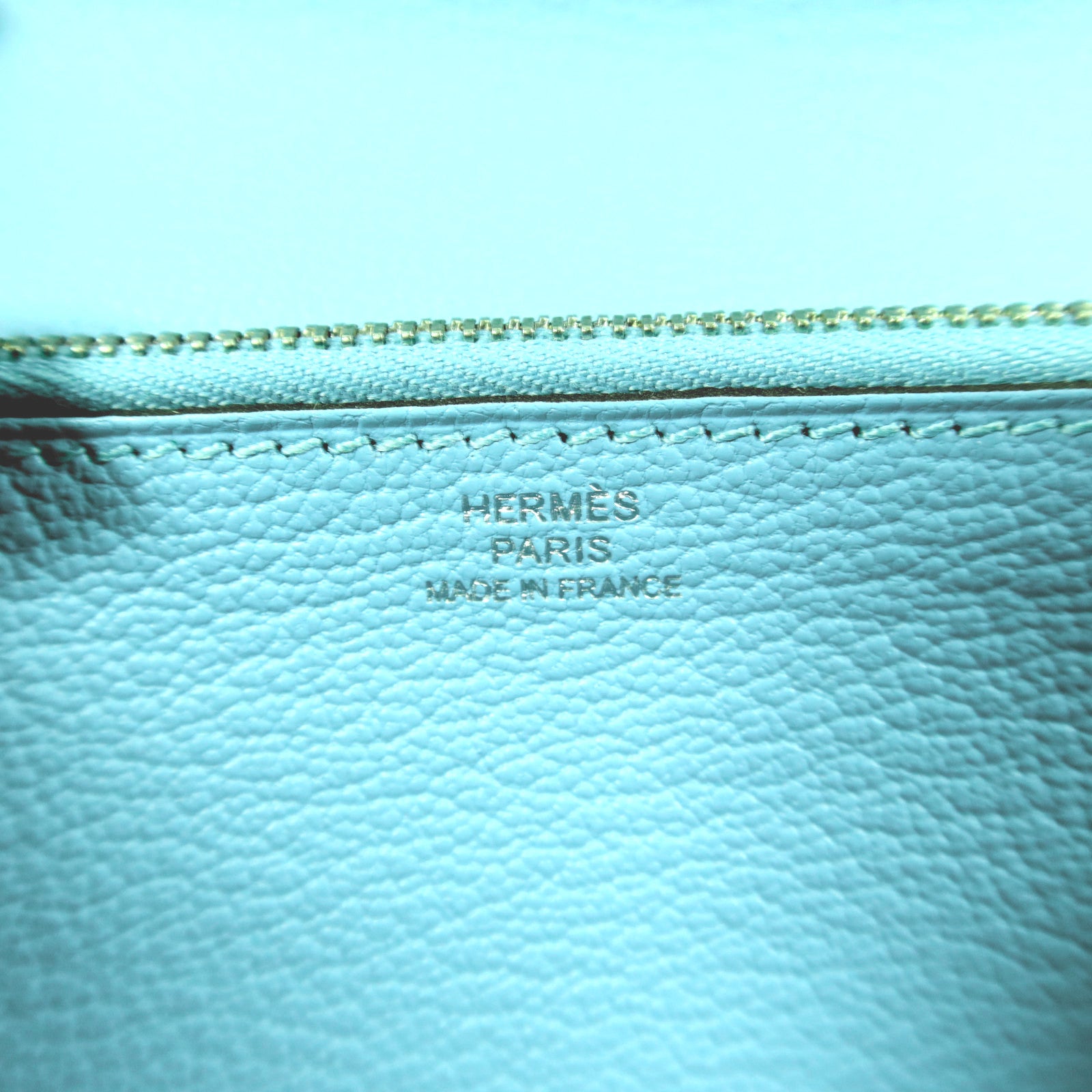 HERMES Swift皮革Kelly Wallet Ghillies銀扣長錢包Bleu Atoll