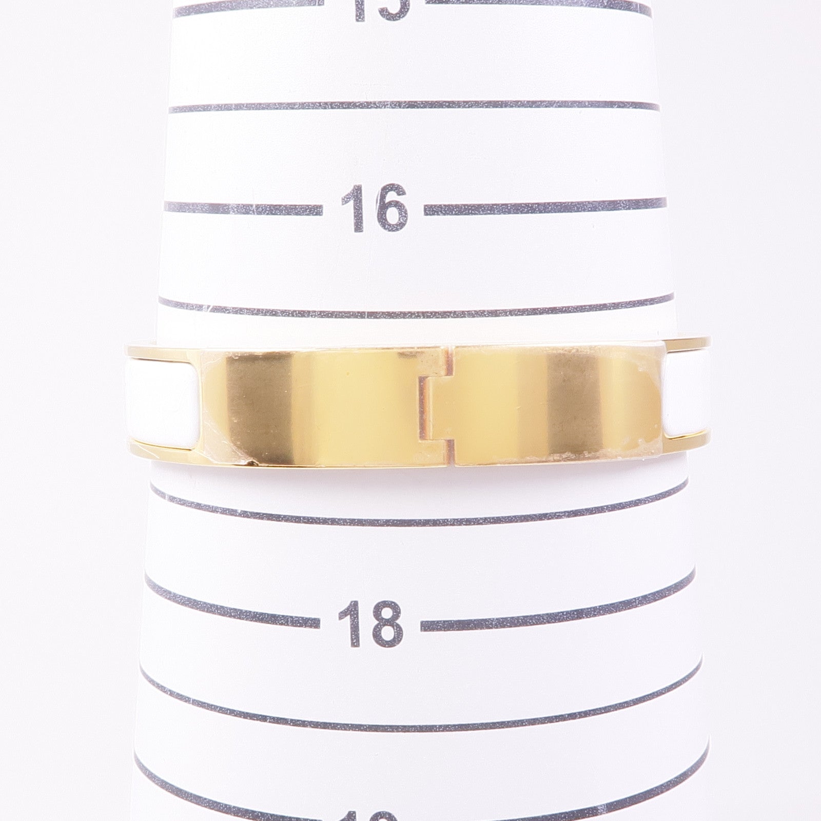 HERMES GHW Clic H Bracelet Bangle Meatl White