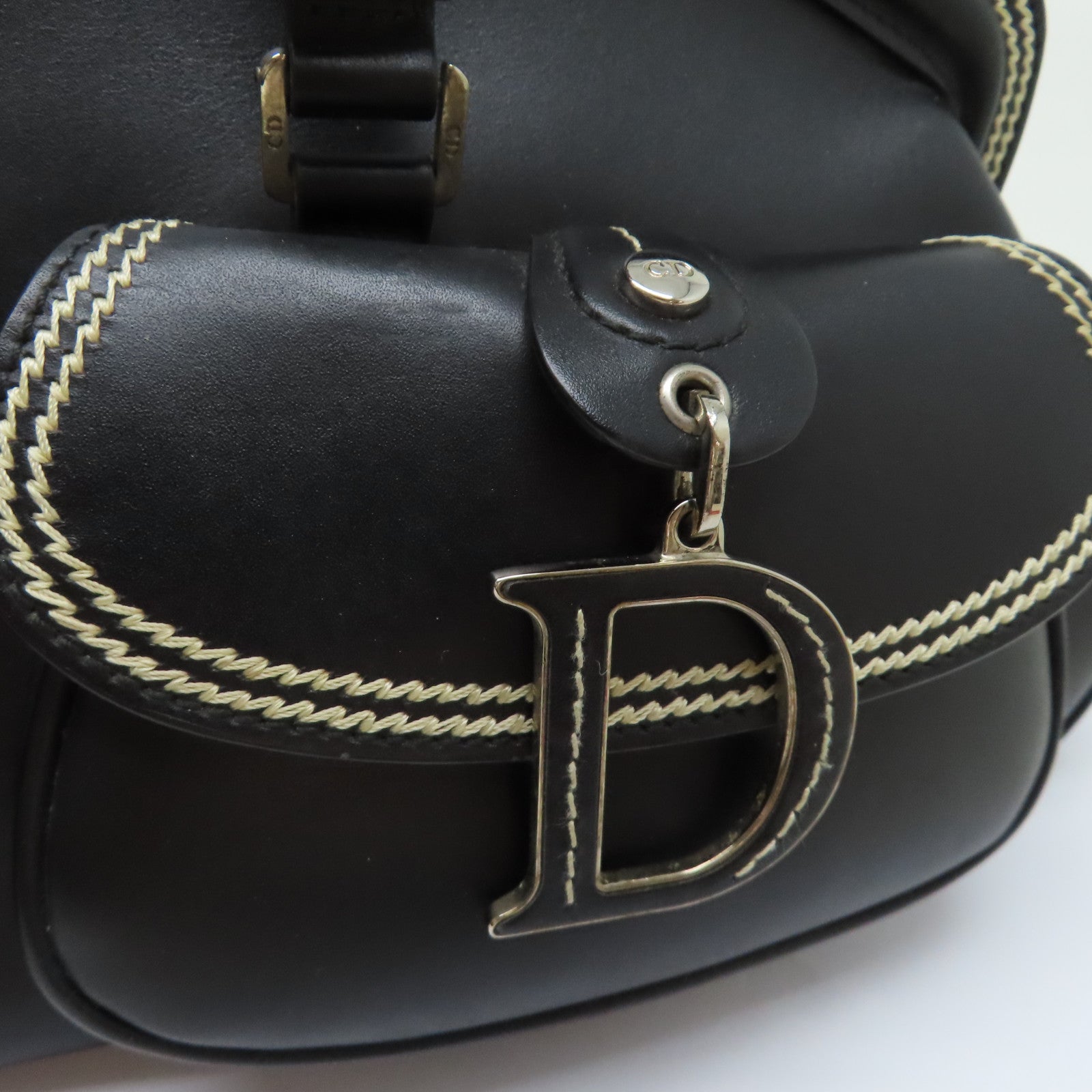 Dior 牛皮皮革Hand Bag銀扣手挽袋黑色