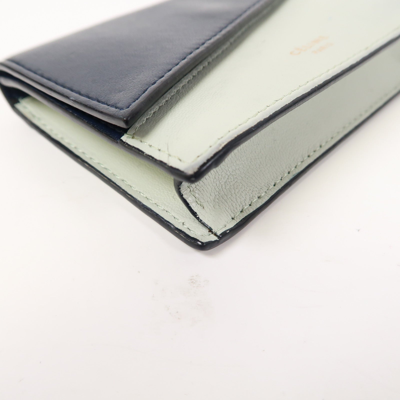 CELINE 牛皮皮革Card Case金扣卡片套藍色