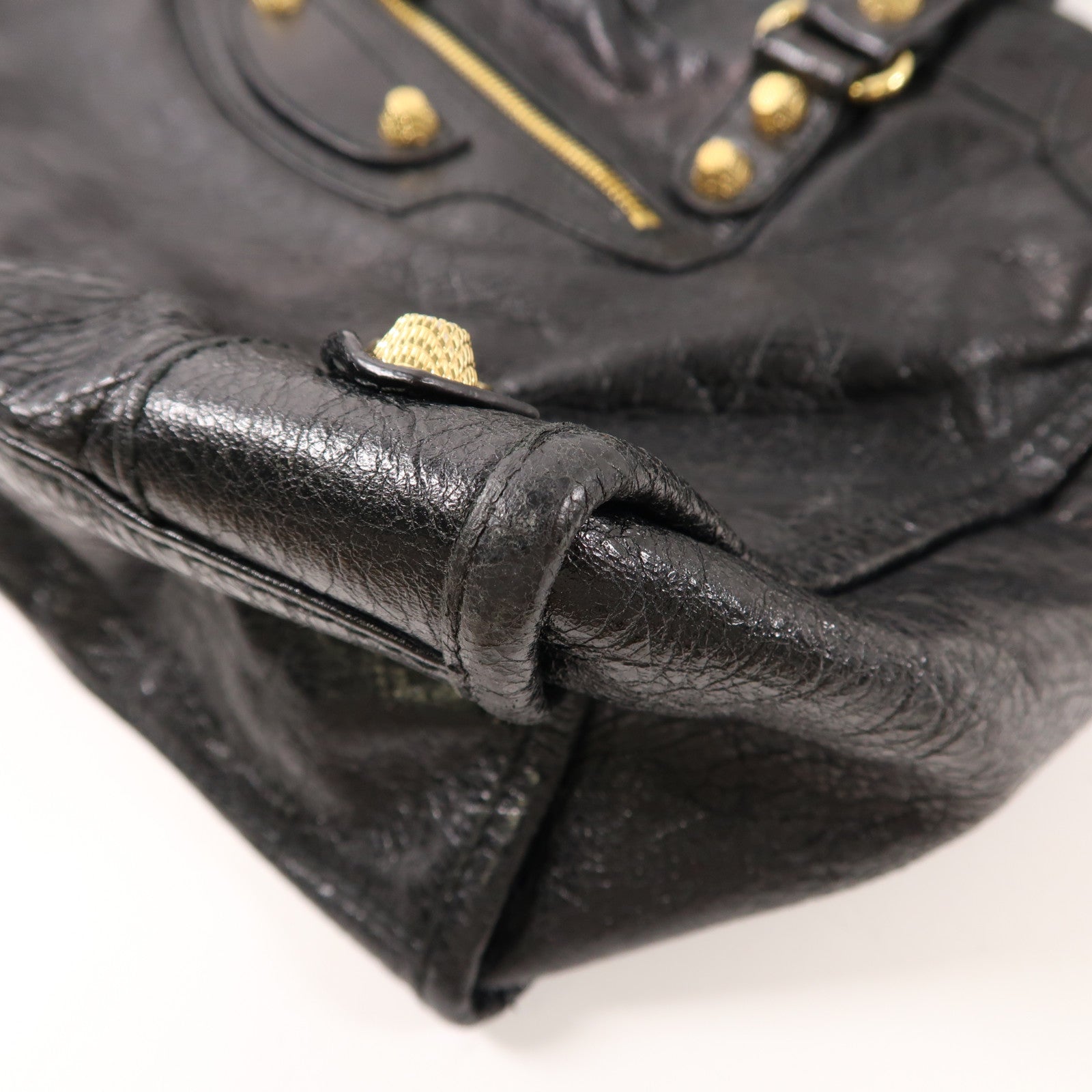 BALENCIAGA 牛皮皮革City Bag金扣手挽肩背兩用袋黑色