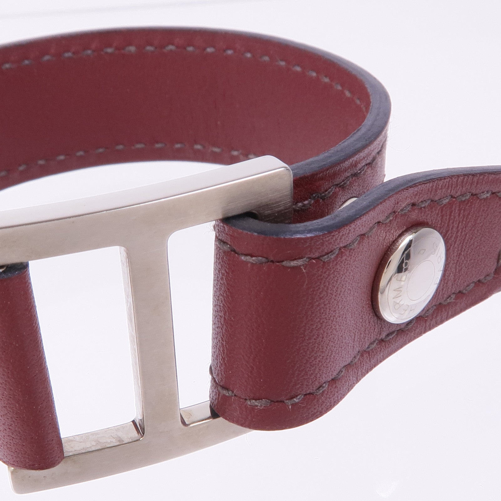 HERMES 【激減優惠】Swift皮革Bracelet銀扣手帶