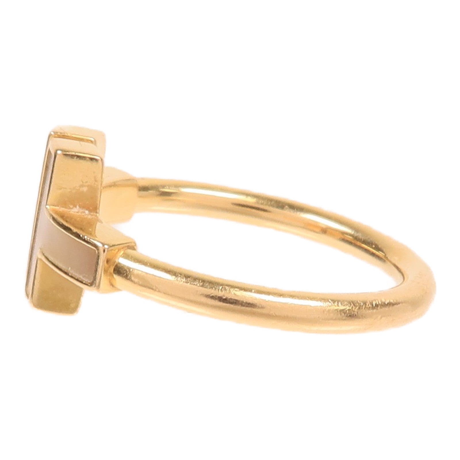 TIFFANY＆CO 18K玫瑰金/珍珠貝殼Diamond T Wire鑽石戒指US#5.25