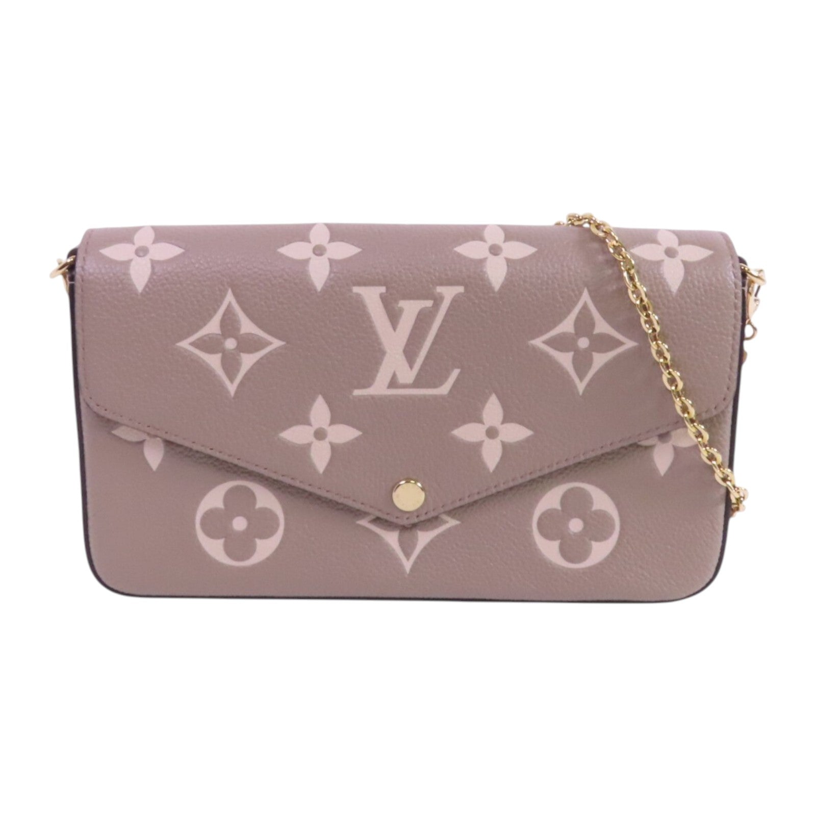 LOUIS VUITTON Monogram Empreinte Felicie Pochette金扣鏈帶肩背袋