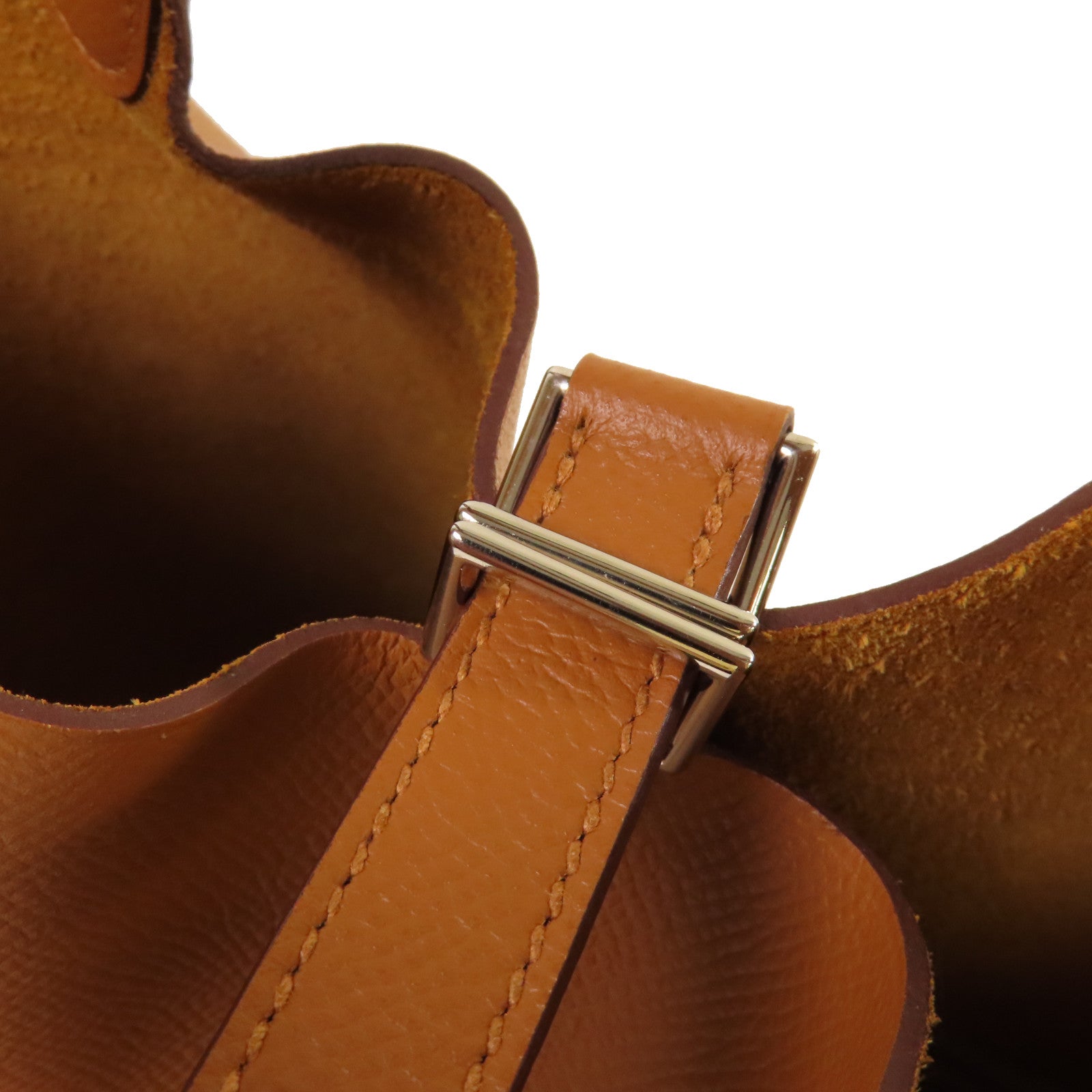 HERMES 【激減優惠】Epsom皮革Picotin MM Tote Bag銀扣手挽袋Gold金棕色