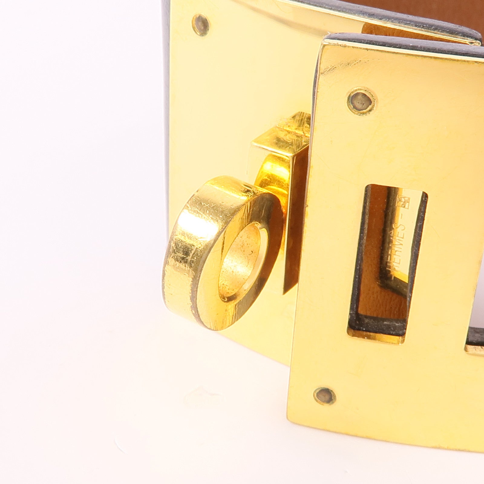 HERMES Swift皮革Kelly Dog Bracelet金扣手帶Noir