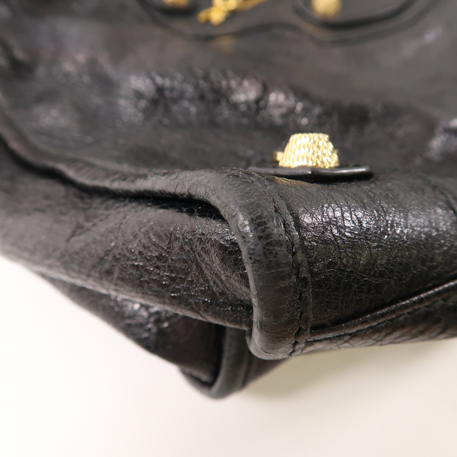 BALENCIAGA 牛皮皮革City Bag金扣手挽肩背兩用袋黑色