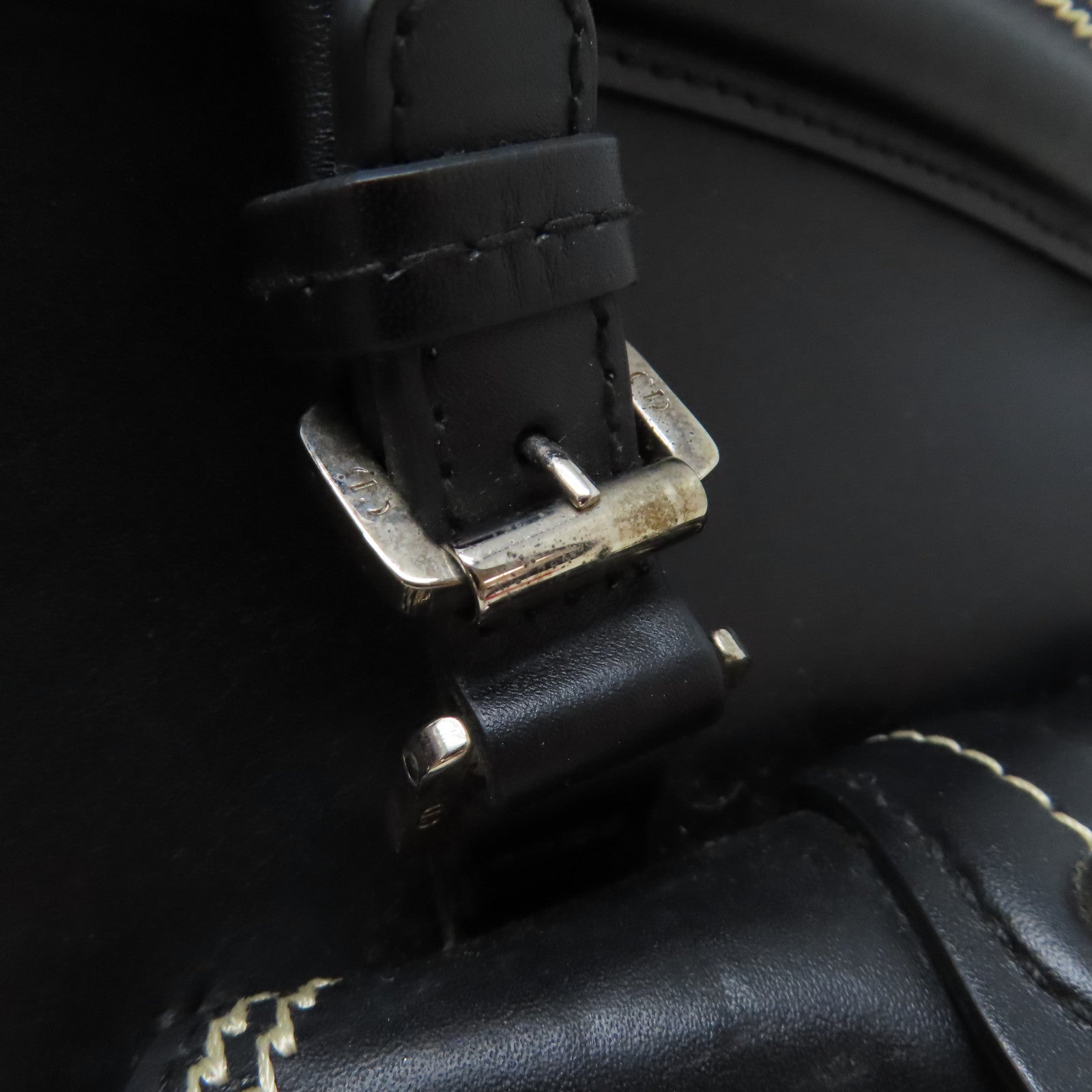 Dior 牛皮皮革Hand Bag銀扣手挽袋黑色