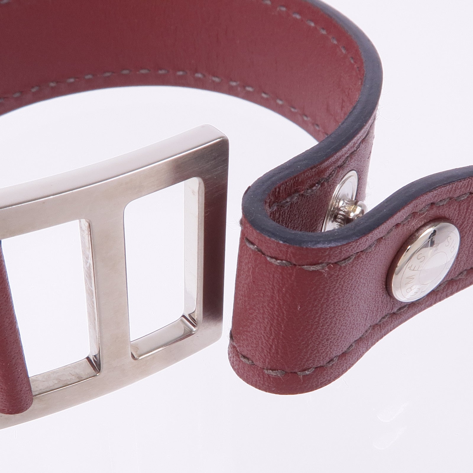 HERMES Swift皮革Bracelet銀扣手帶