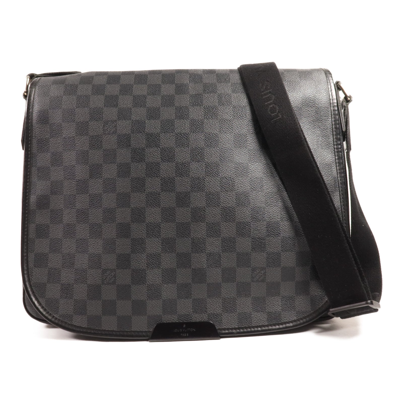LOUIS VUITTON Damier Graphite Daniel GM銀扣肩背袋