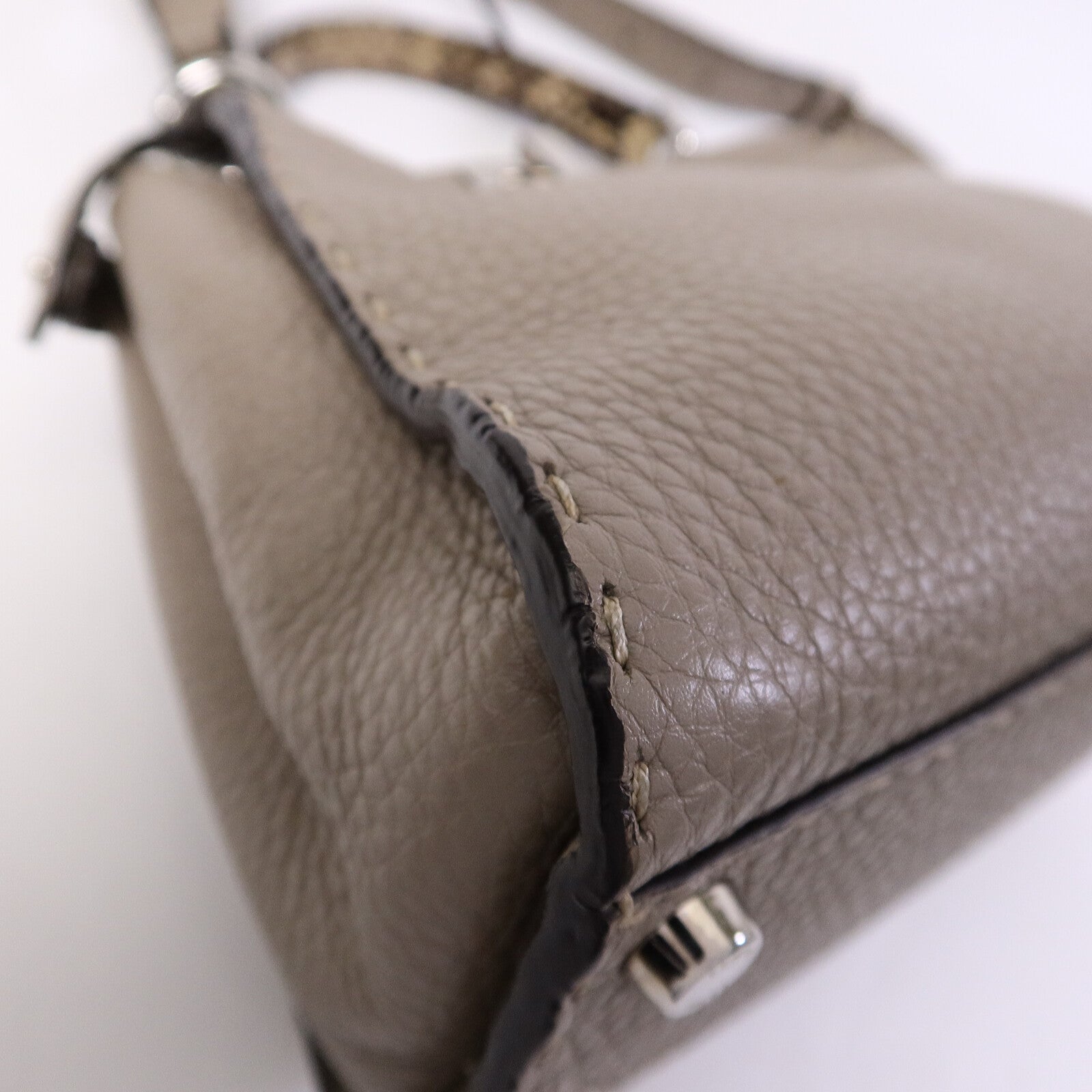 FENDI 牛皮皮革/蛇皮皮革Peekaboo Min手挽肩背兩用袋
