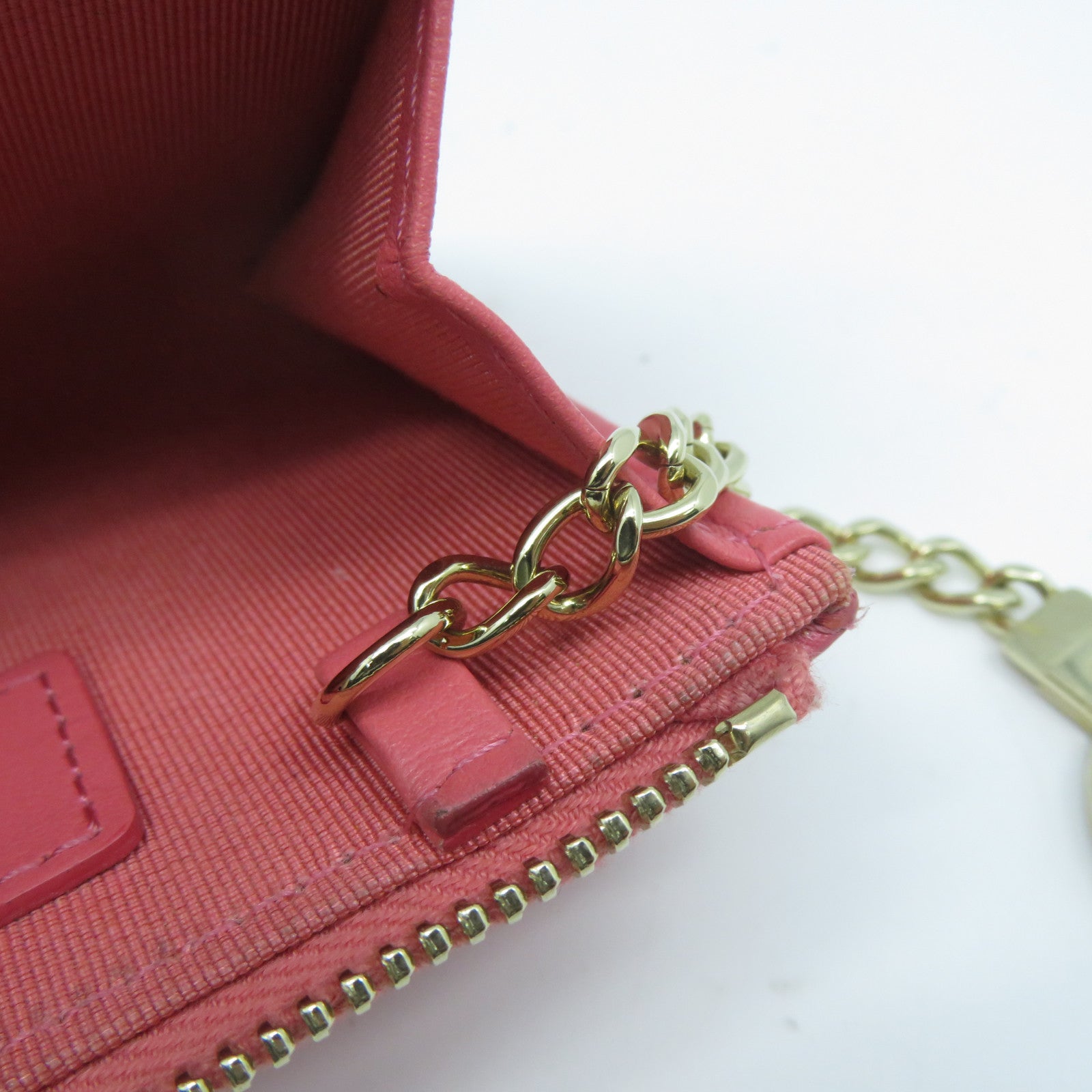 CHANEL 菱格牛皮皮革Coin Case金扣零錢包粉紅色