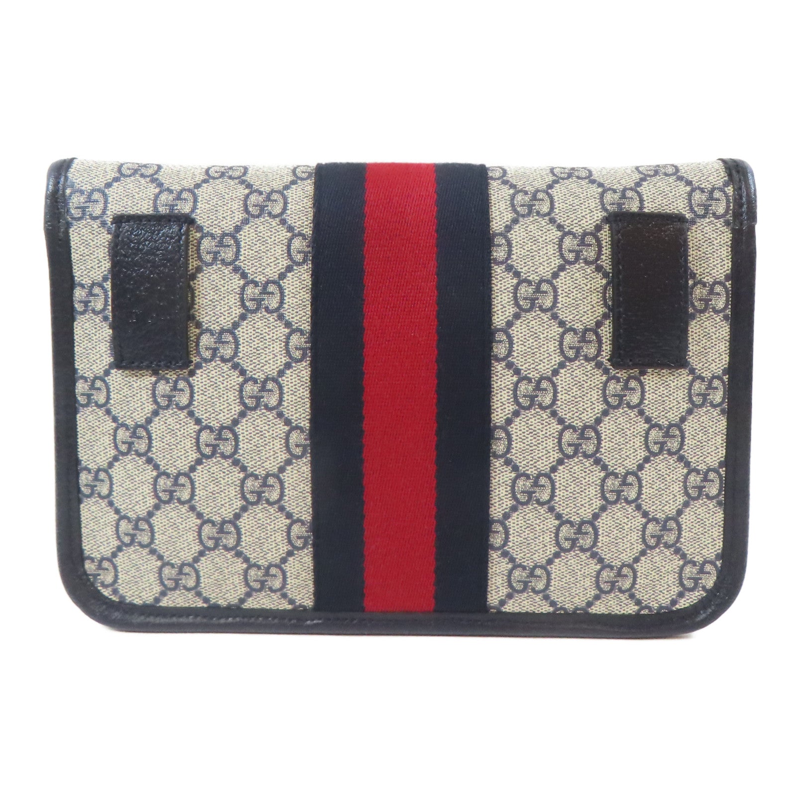 GUCCI 塗層帆布Ophidia Belt Bag銀扣腰包藍色/米白色