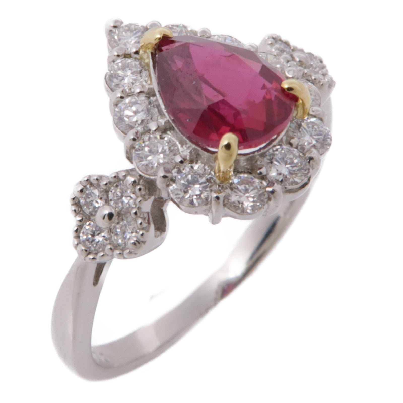 JEWELRY PT900鉑金/18K Ruby Diamond Ring紅寶石/鑽石US#6.25