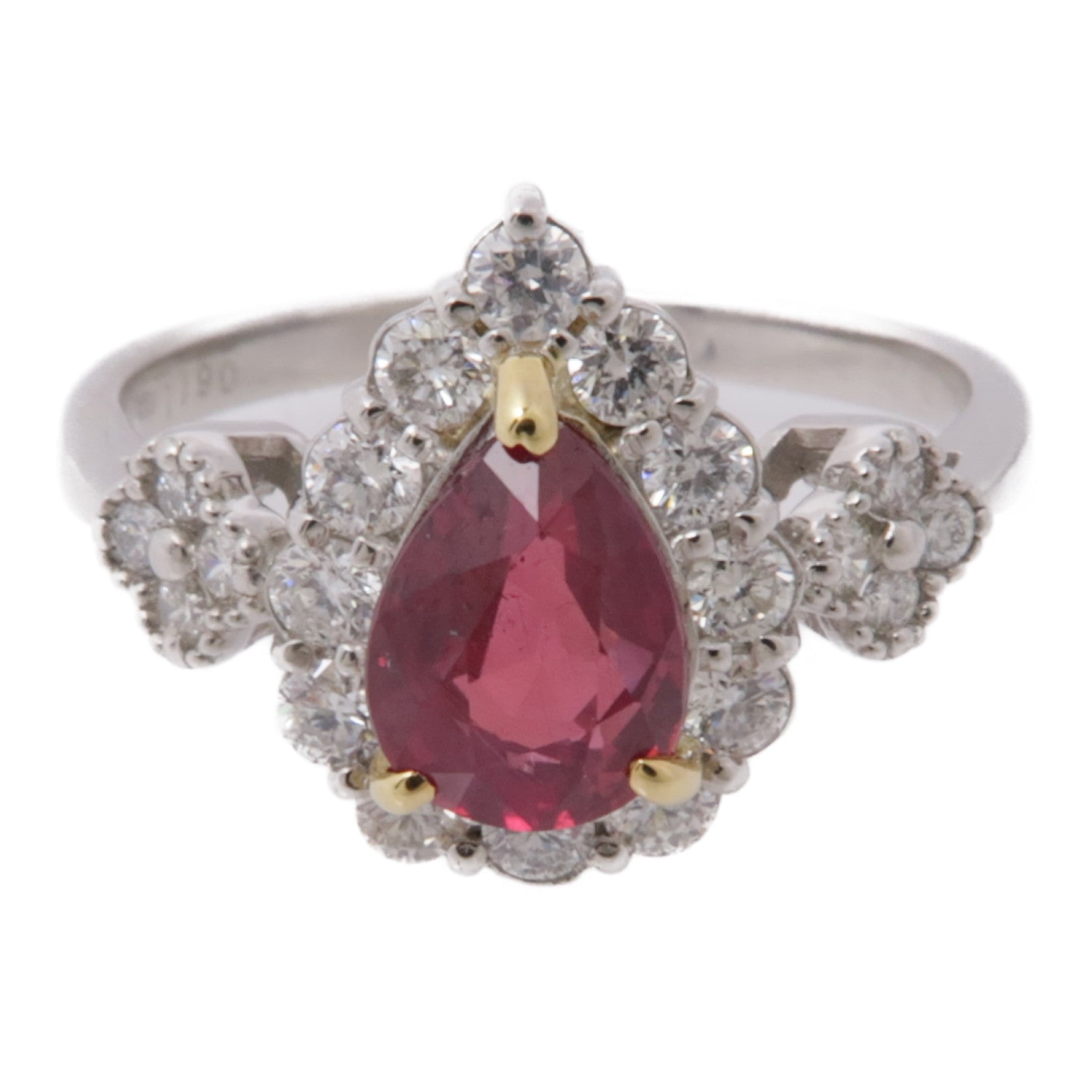 JEWELRY PT900鉑金/18K Ruby Diamond Ring紅寶石/鑽石US#6.25