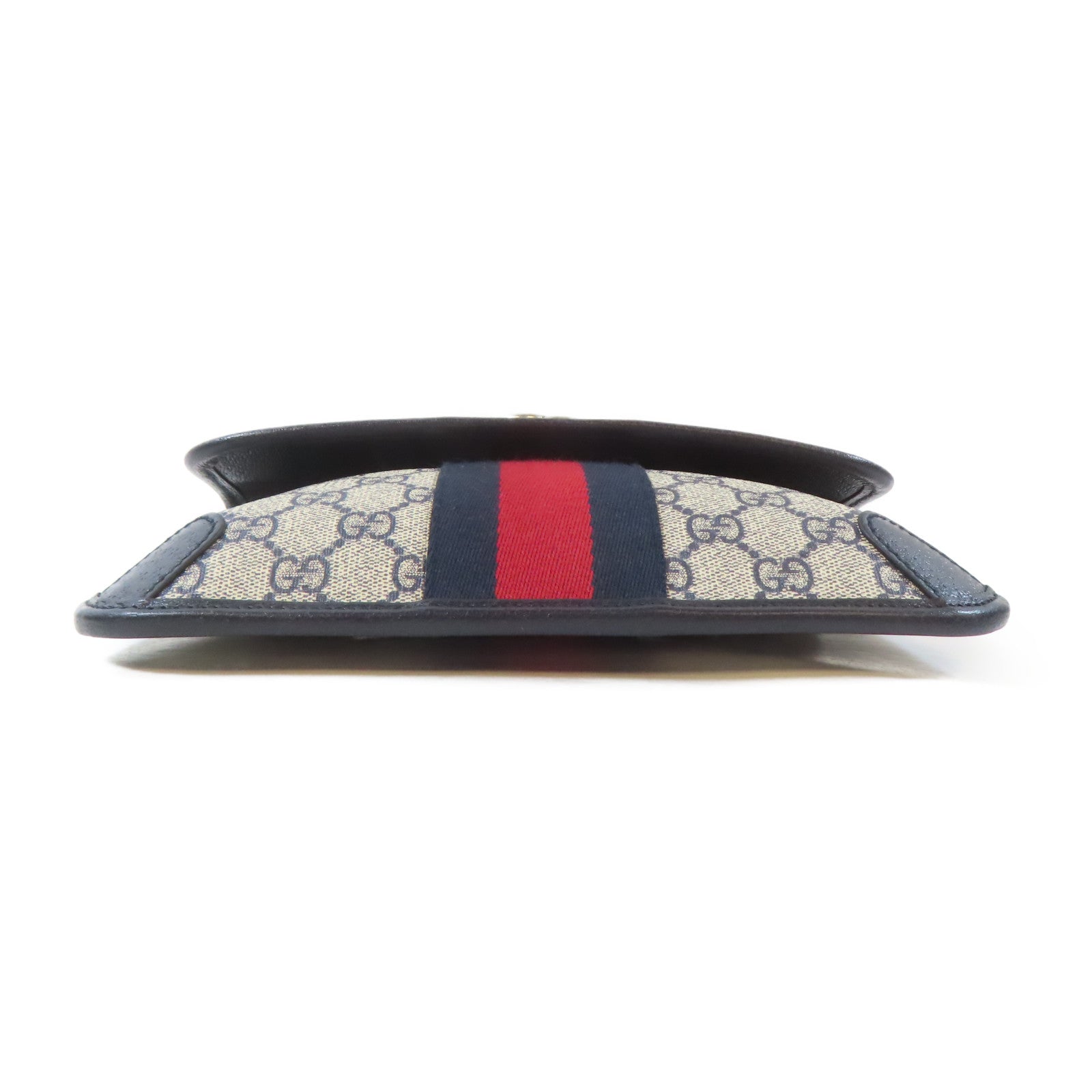 GUCCI 塗層帆布Ophidia Belt Bag銀扣腰包藍色/米白色