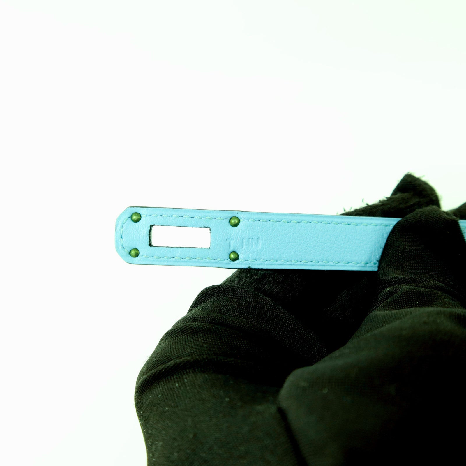 HERMES Swift皮革Kelly Wallet Ghillies銀扣長錢包Bleu Atoll