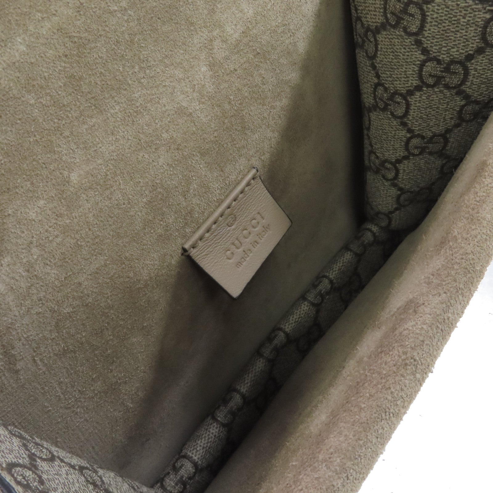 GUCCI 塗層帆布GG Supreme Dionysus Mini Chain Shoulder Bag銀扣鏈帶肩背袋啡色