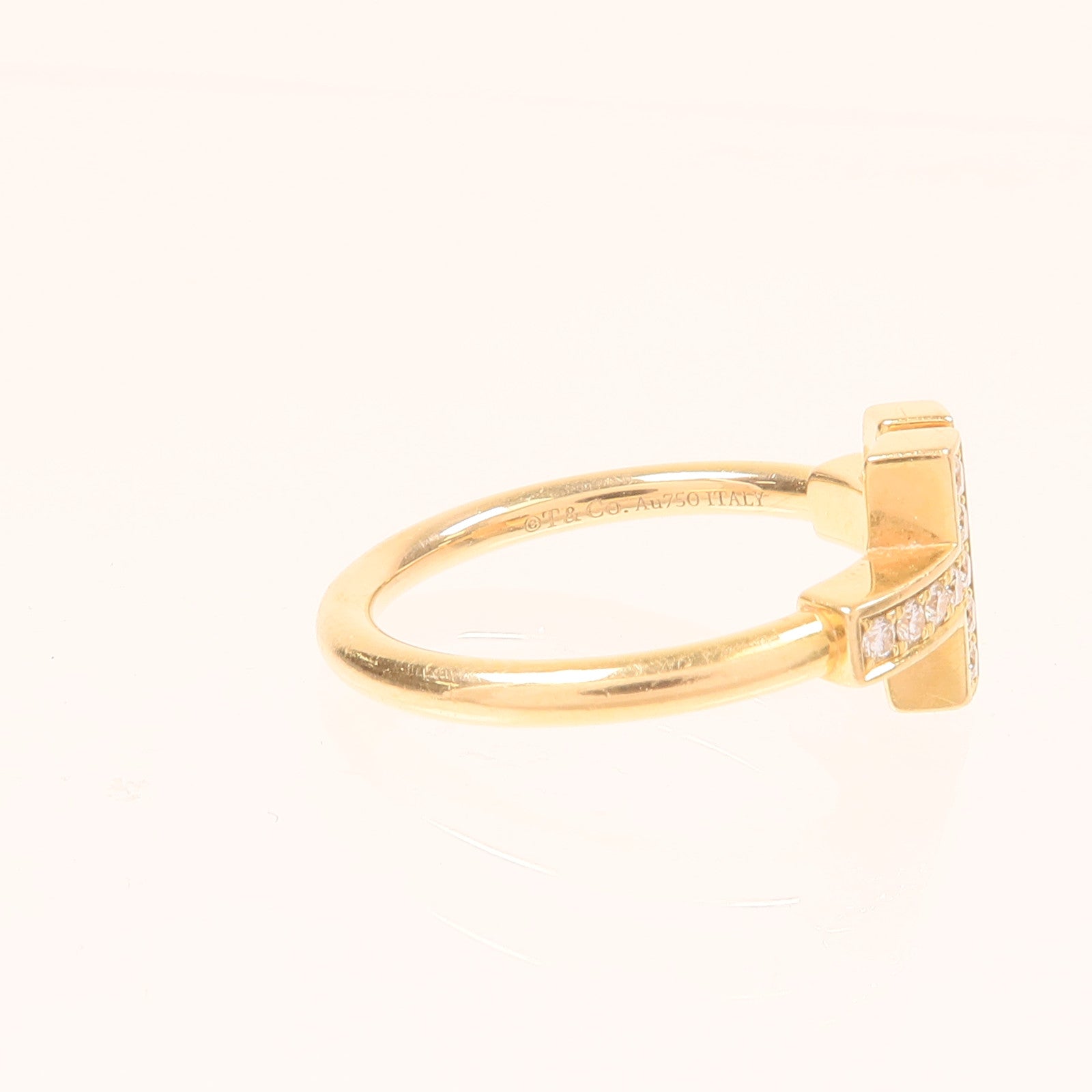 TIFFANY＆CO 【激減優惠】18K玫瑰金/珍珠貝殼Diamond T Wire鑽石戒指US#5.25