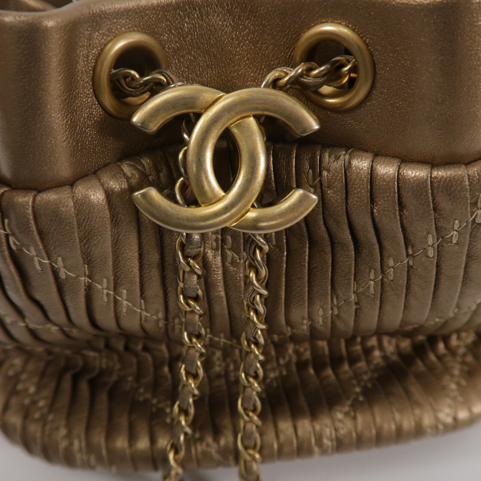 CHANEL 羊皮皮革Coco Pleats Drawstring Bag肩背袋